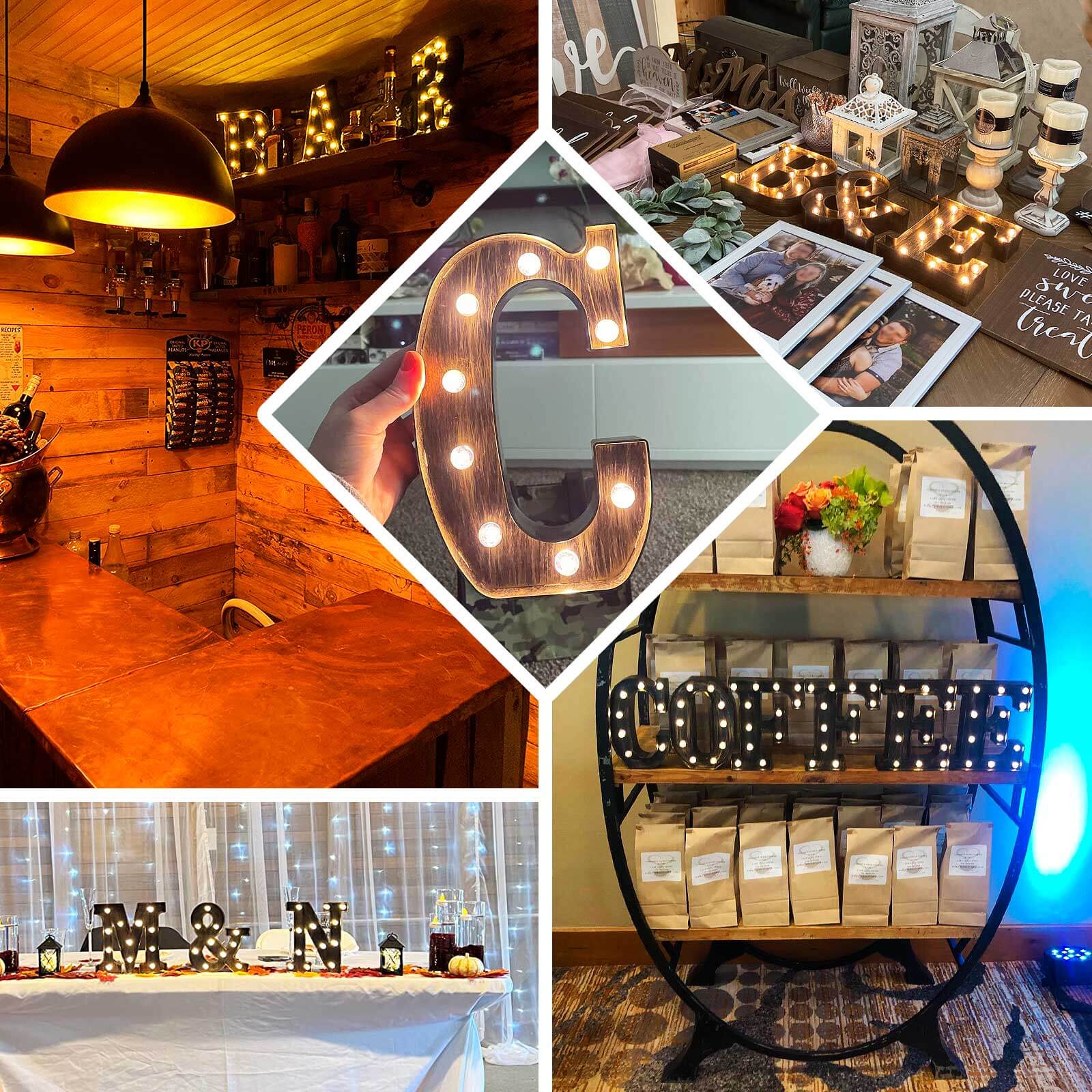 Industrial Style Antique Black LED Marquee Letter B - Light-Up Alphabet Sign for Weddings and Displays