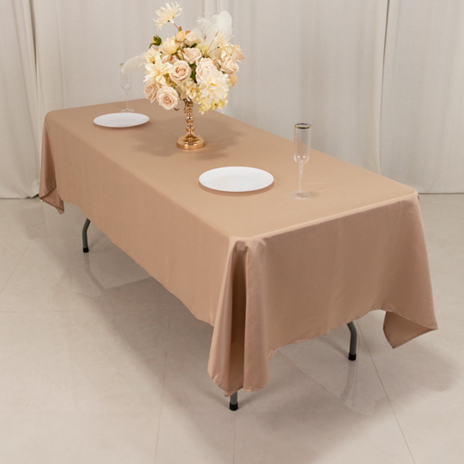 Nude Lamour Satin Rectangle Tablecloth (60x102) - Durable & Silky Soft