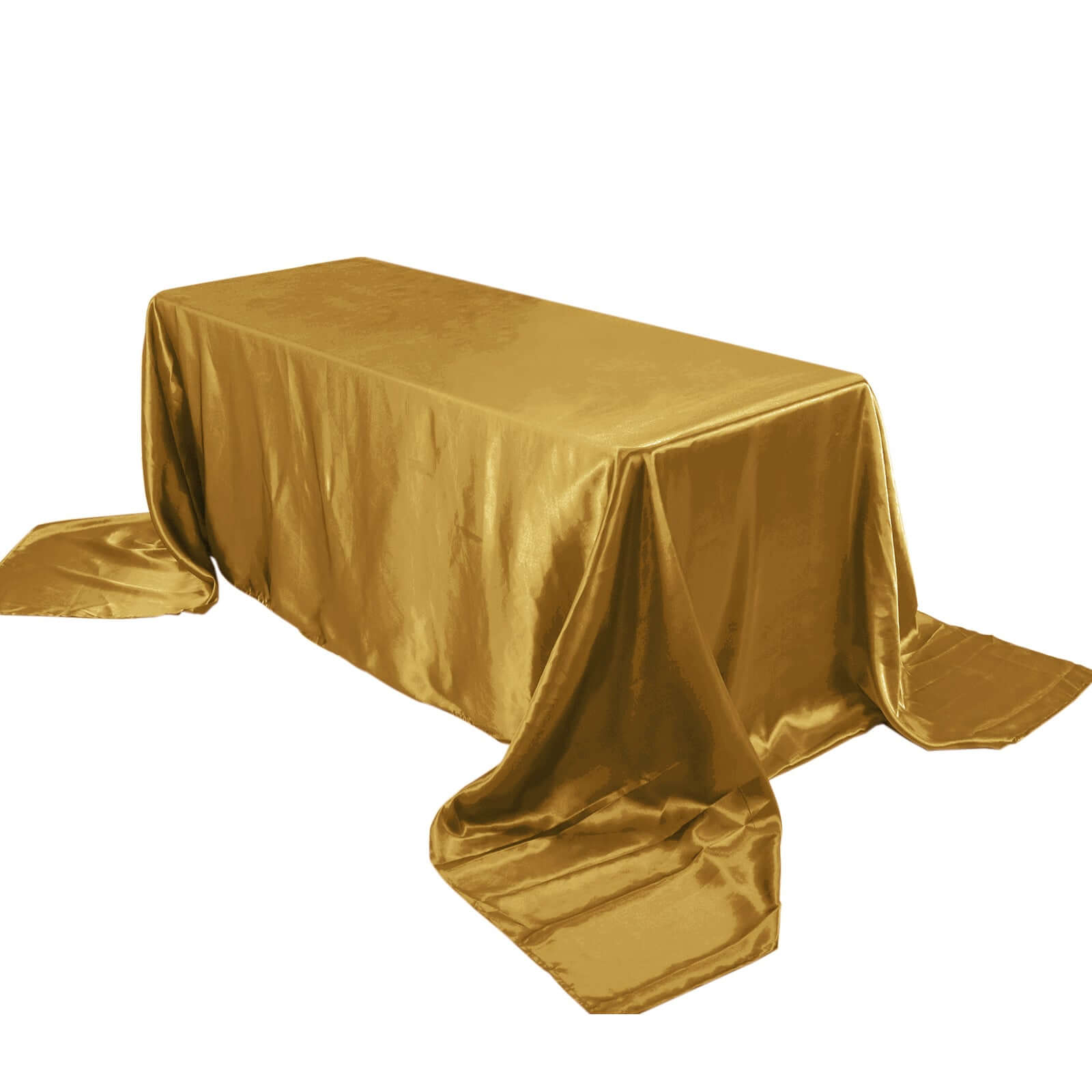 Stylish Seamless Gold Satin 90x156 Rectangular Tablecloth for Weddings & Events