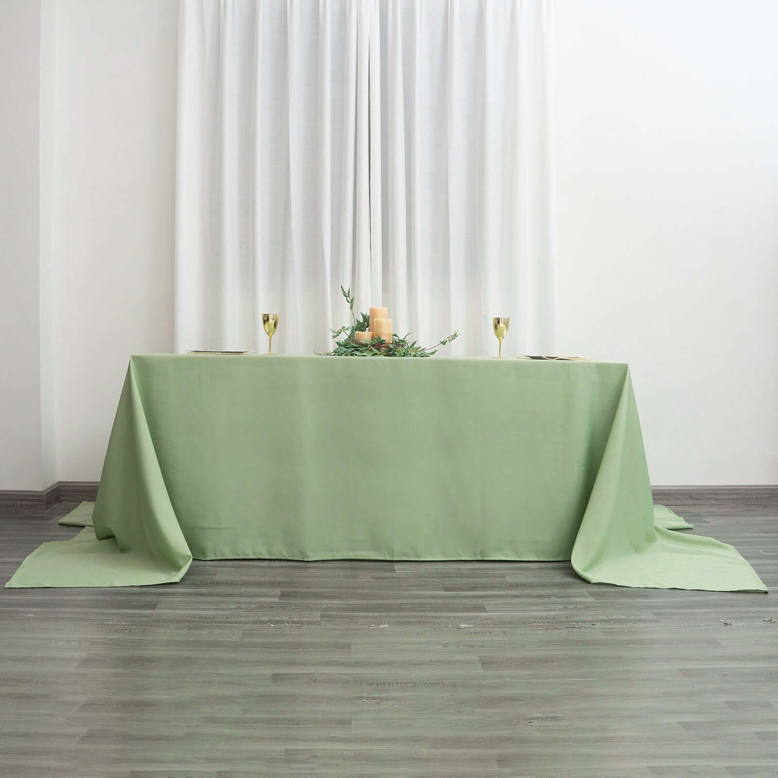 Seamless Wrinkle-Resistant Polyester Rectangle Tablecloth in Sage Green, 90x156 - Ideal for Events