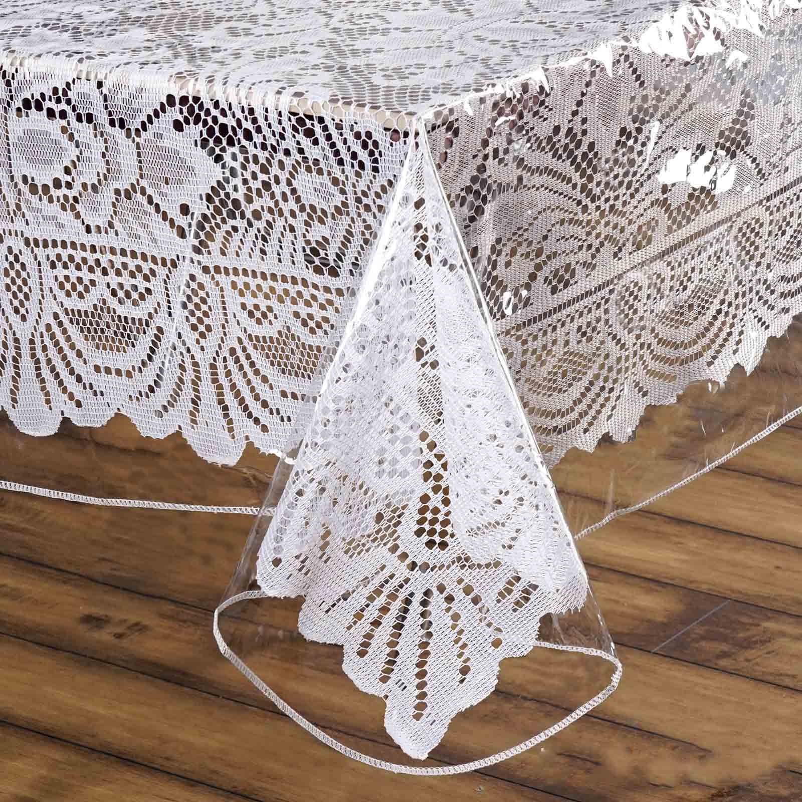 10 Mil Thick Eco-Friendly Clear PVC Square Vinyl Tablecloth 54x54