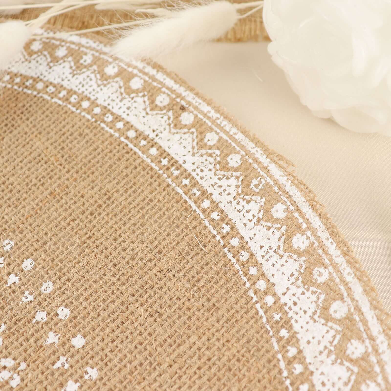 4-Pack Round Braided Placemats in Natural Jute and White - Ideal Rustic Table Mats 15 Inches