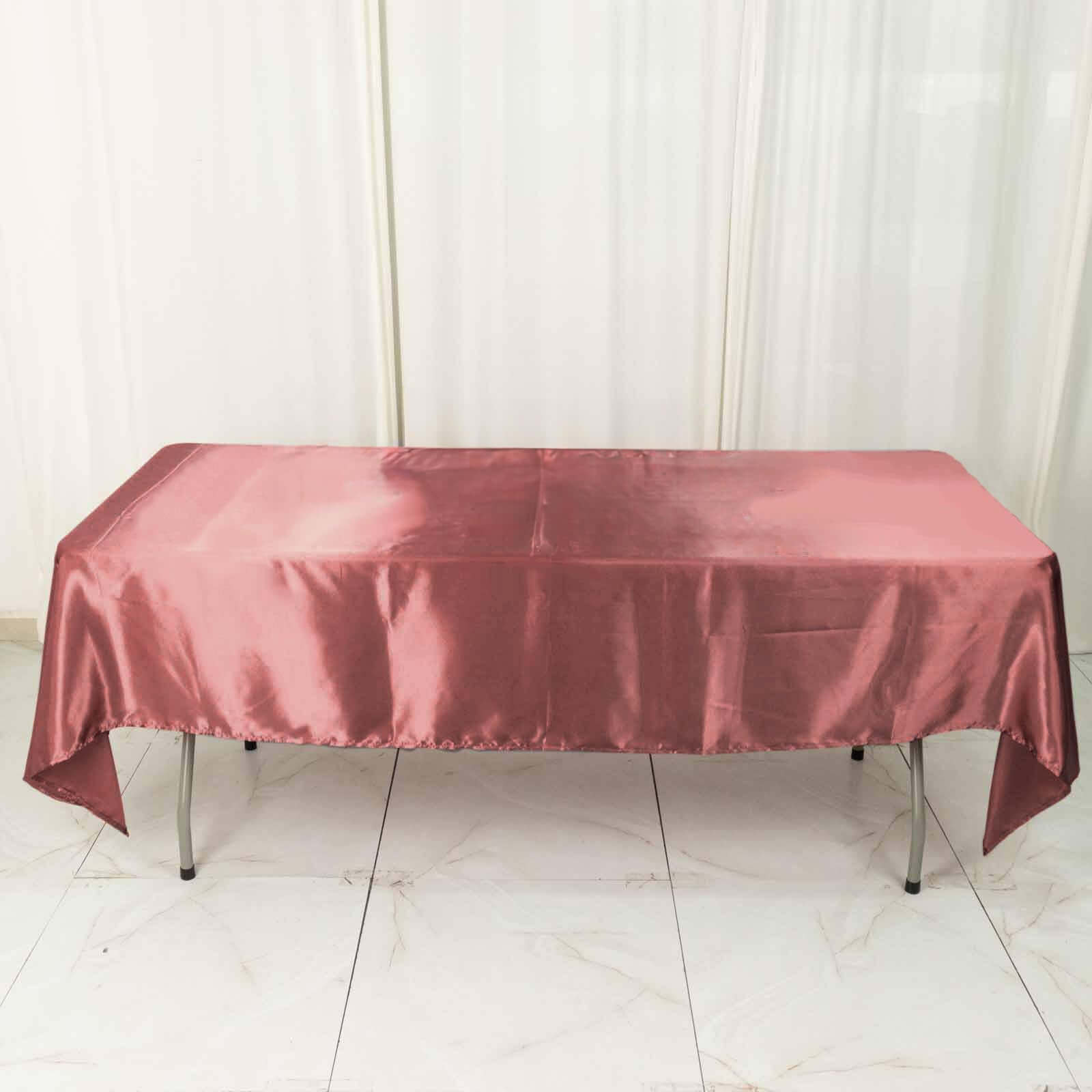 Hot Sale! Smooth and Lustrous Satin Table Cover in Cinnamon Rose, 60x102 Rectangular Tablecloth