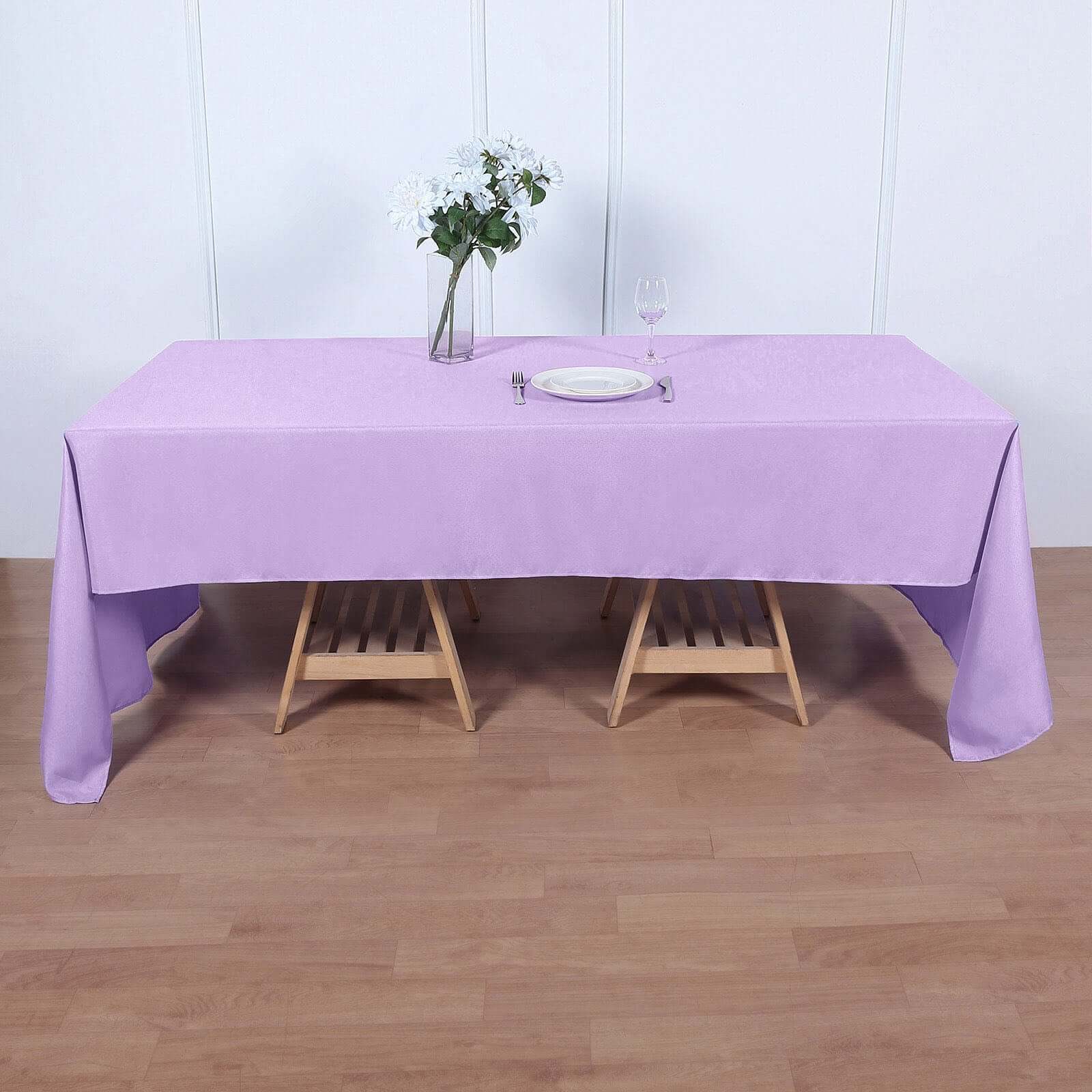 Wrinkle-Resistant Lavender Lilac Polyester Tablecloth 60x126 - Ideal for Events