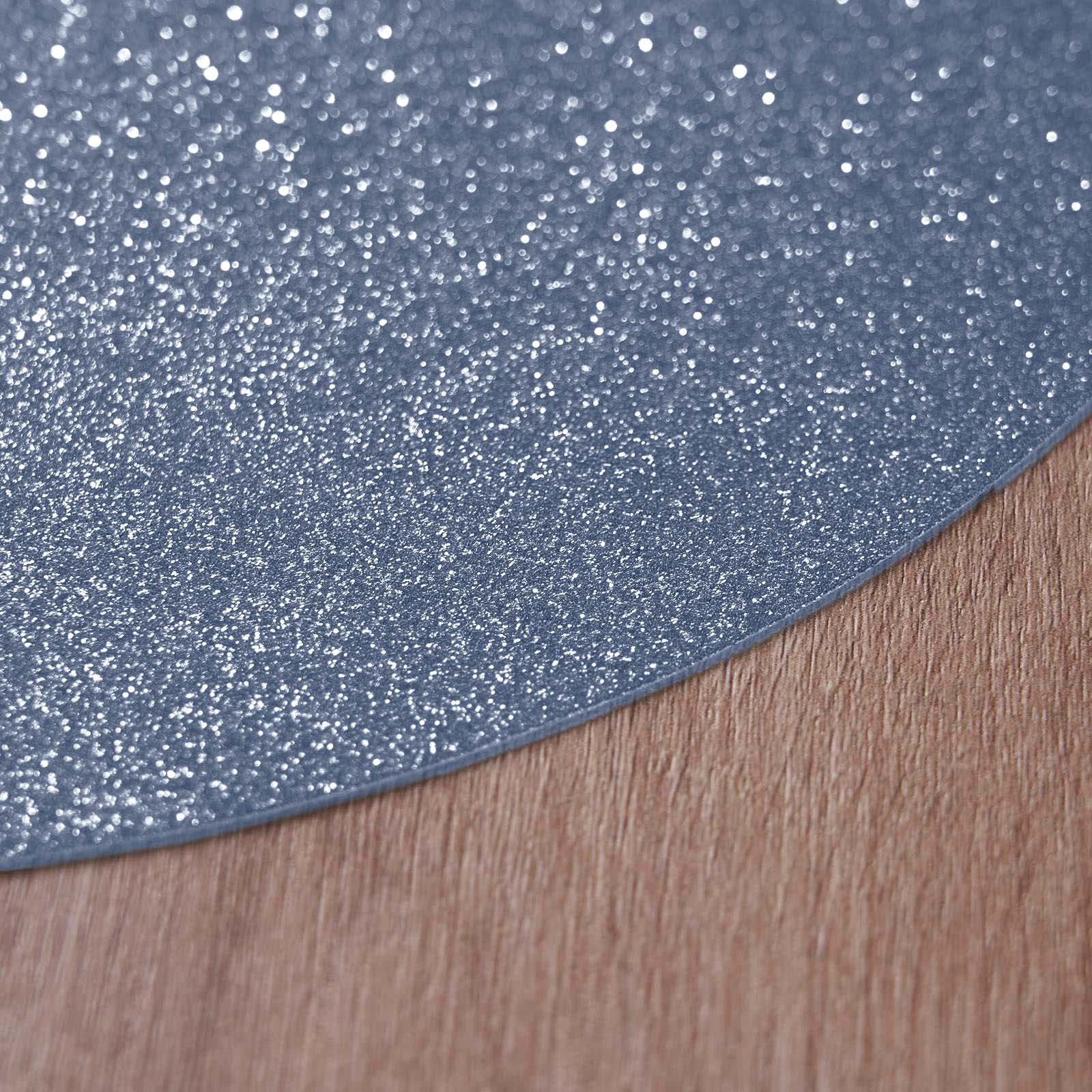 6-Piece Set of Dusty Blue Glitter Round Non-Slip Placemats for Dining Tables, 13 inches