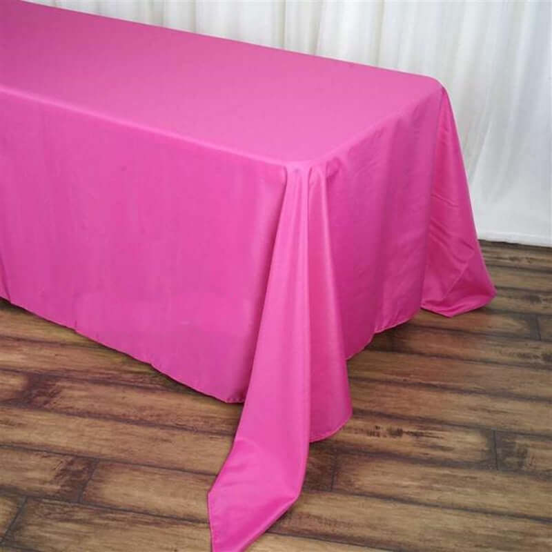 Wrinkle-Resistant Seamless Fuchsia Polyester Rectangle Tablecloth 90x156