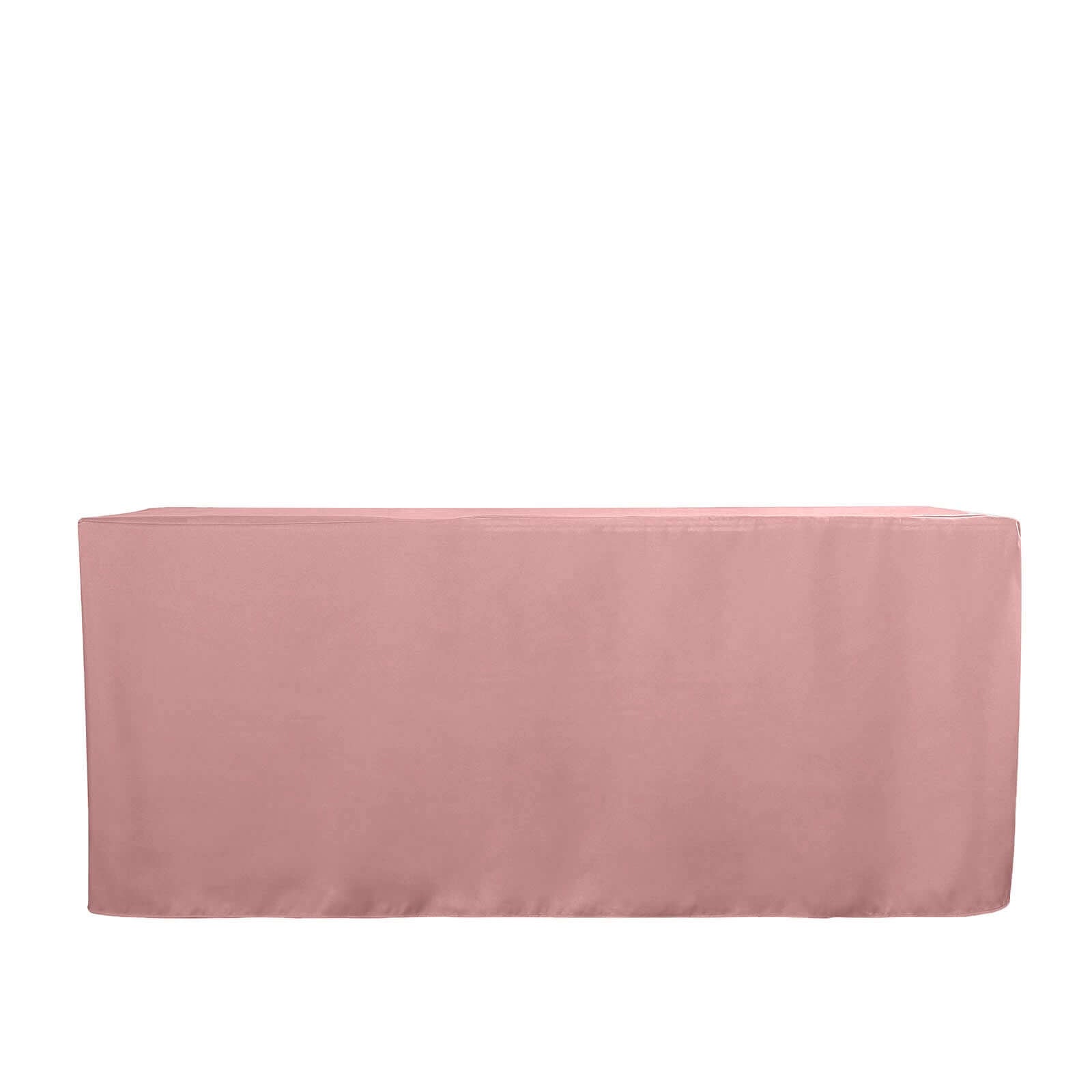 Affordable Durable Dusty Rose Fitted Polyester Rectangle Tablecloth for 6FT Tables