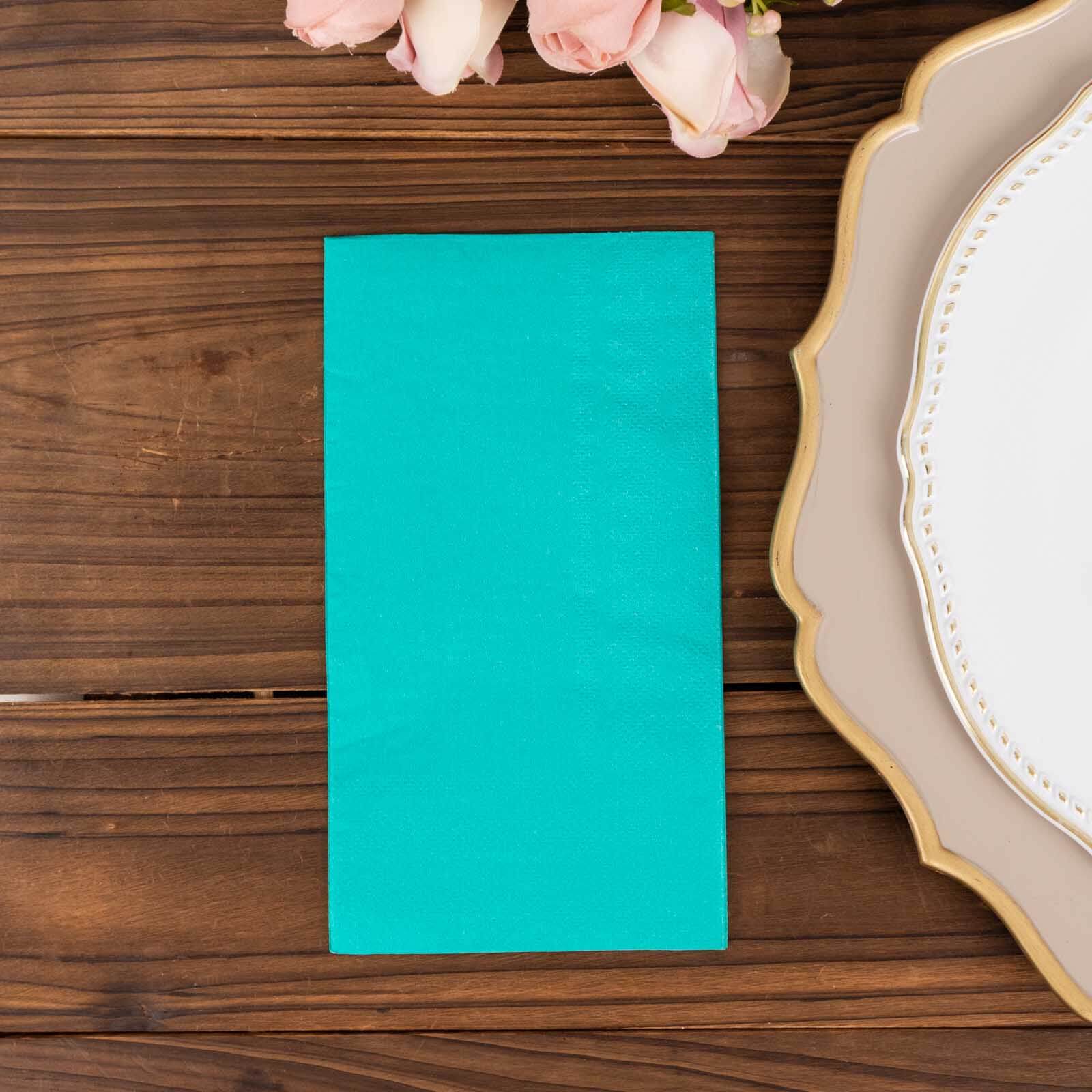 Hot Deal! 50-Pack Disposable 2-Ply Soft Turquoise Paper Cocktail and Beverage Napkins for Weddings