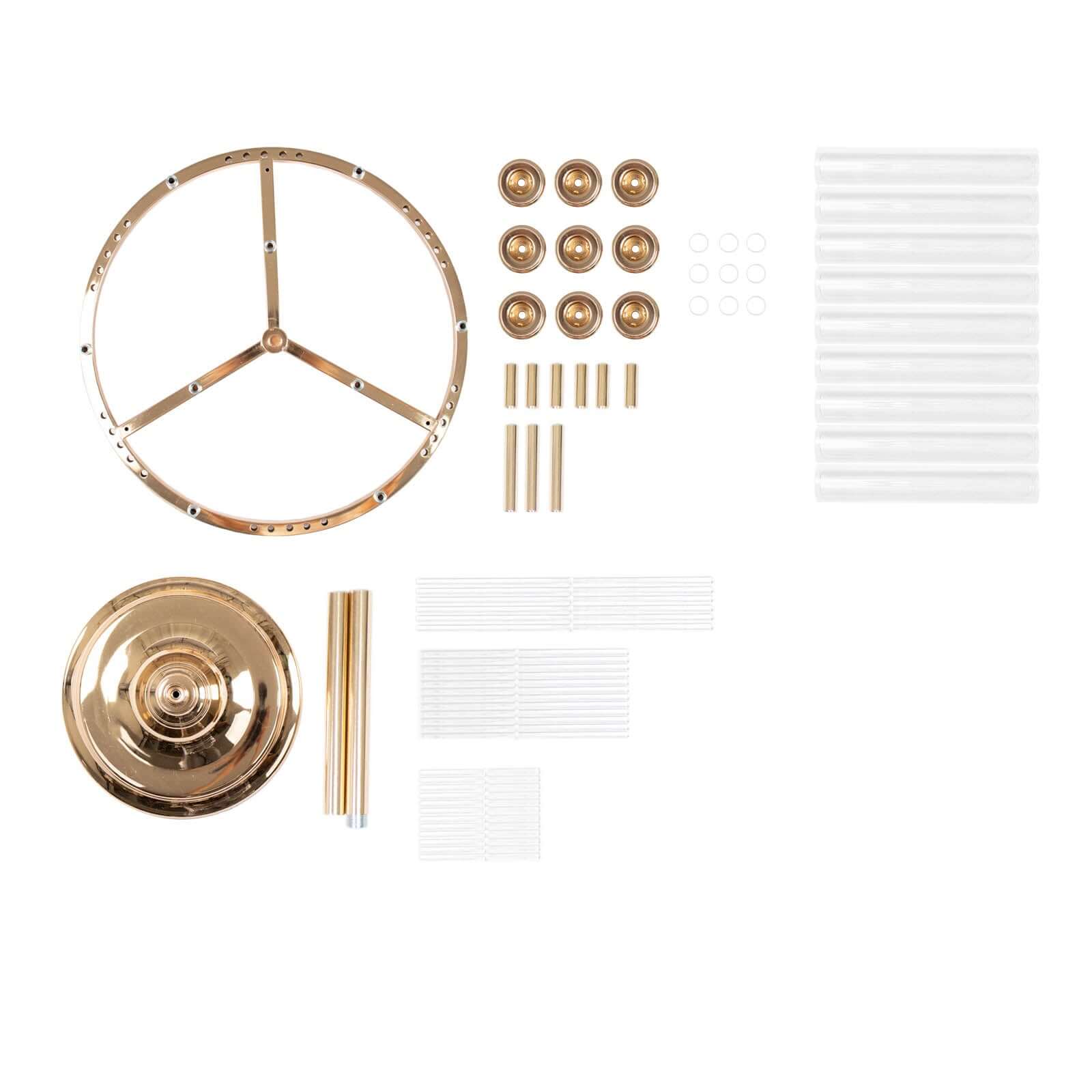 Gold 9-Arm Round Cluster Taper Candelabra Table Centerpiece with Drip Accents and Glass Shades