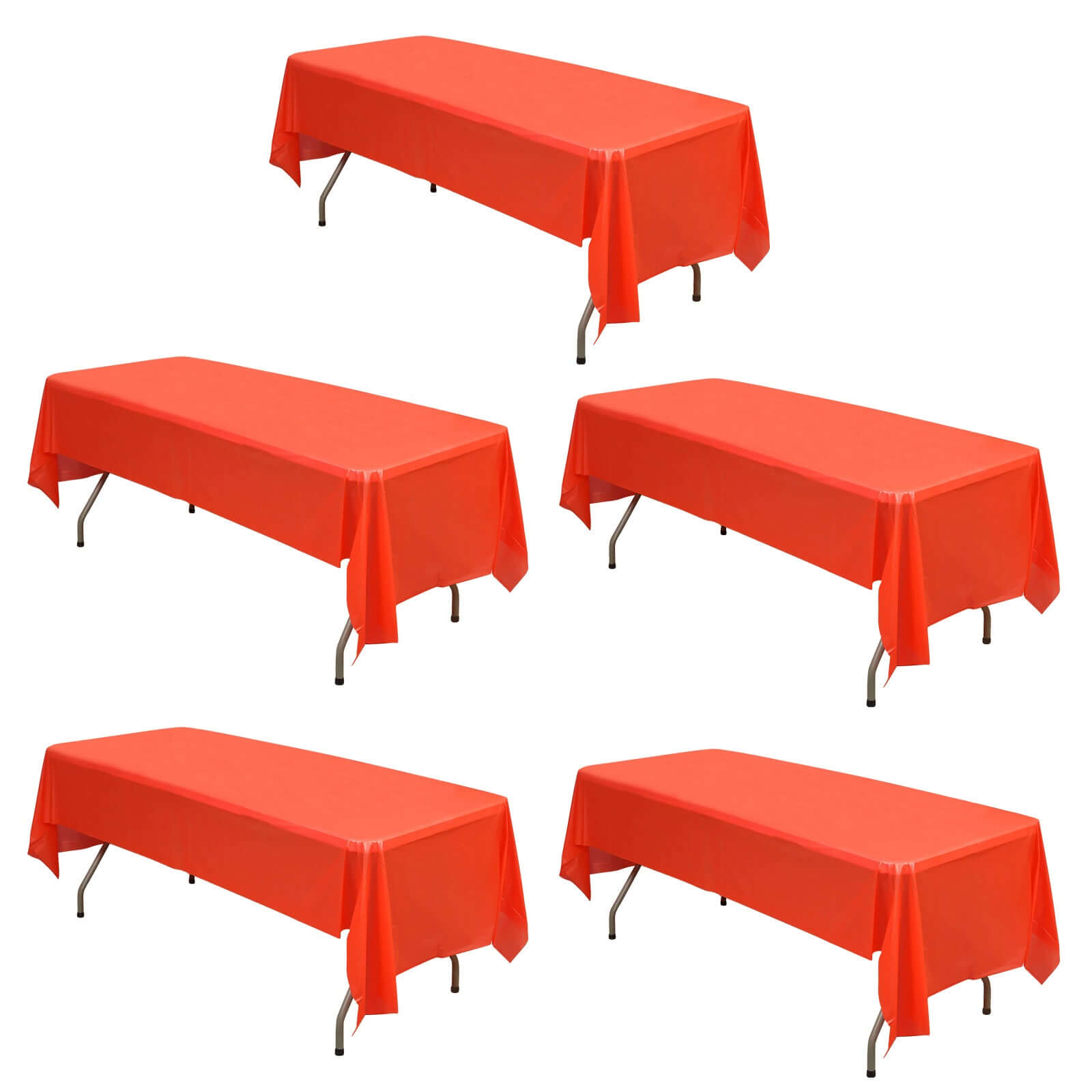 Hot Deal! 5-Pack Red PVC Disposable Rectangle Table Covers 54x108