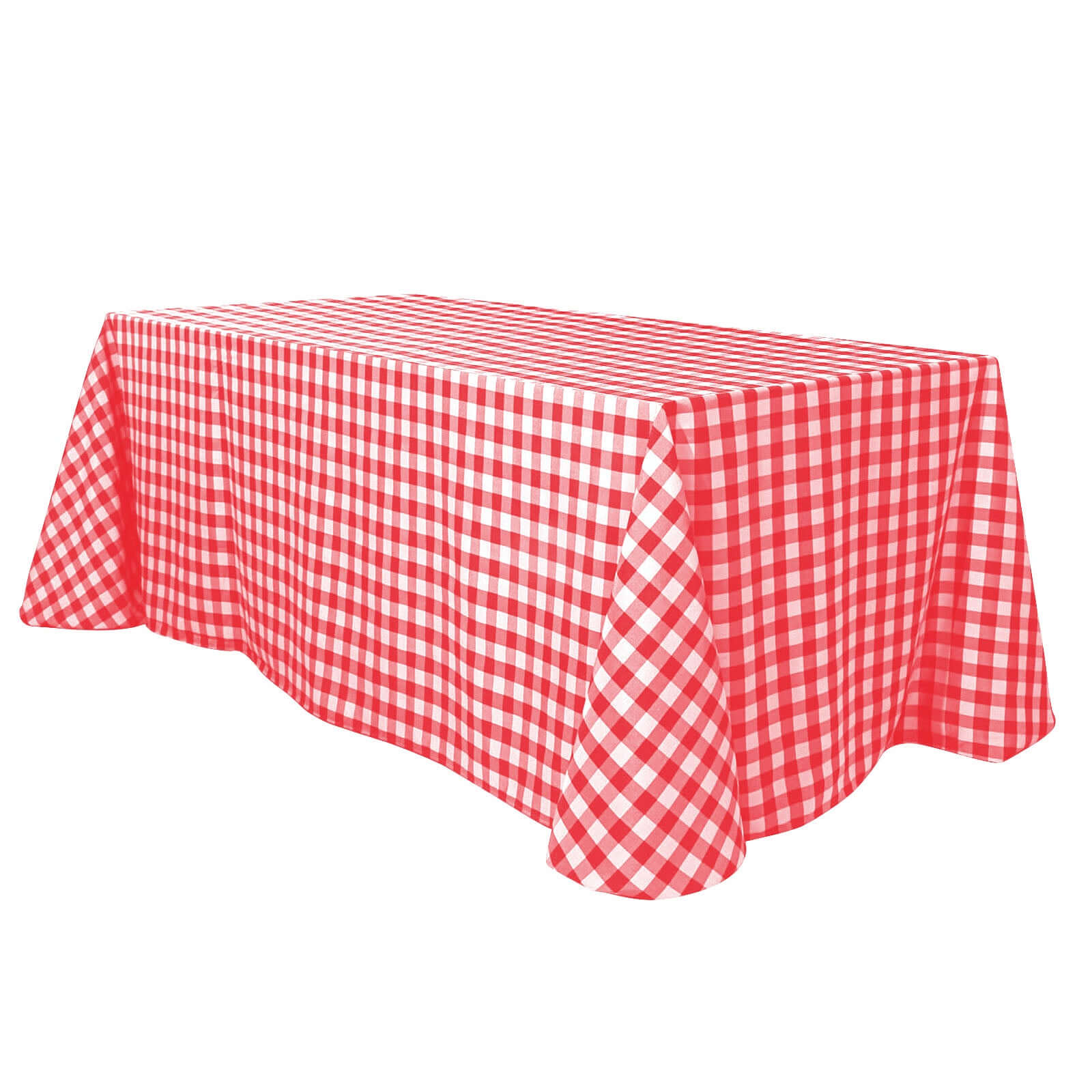 Hot! Seamless White/Red Checkered Polyester Rectangle Tablecloth 90x132
