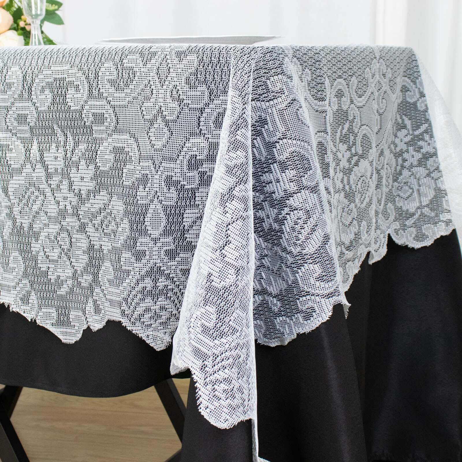Premium White 60x108 Rectangular Lace Tablecloth for Various Table Settings