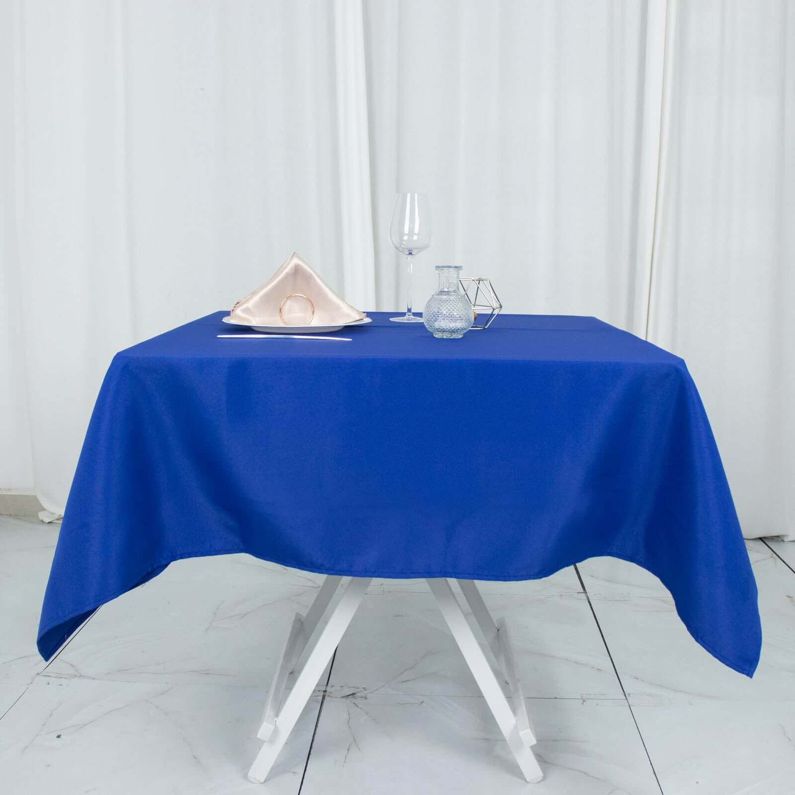 Hot Deal! 54x54 Royal Blue Premium Polyester Tablecloth - Stain & Wrinkle Resistant 220GSM
