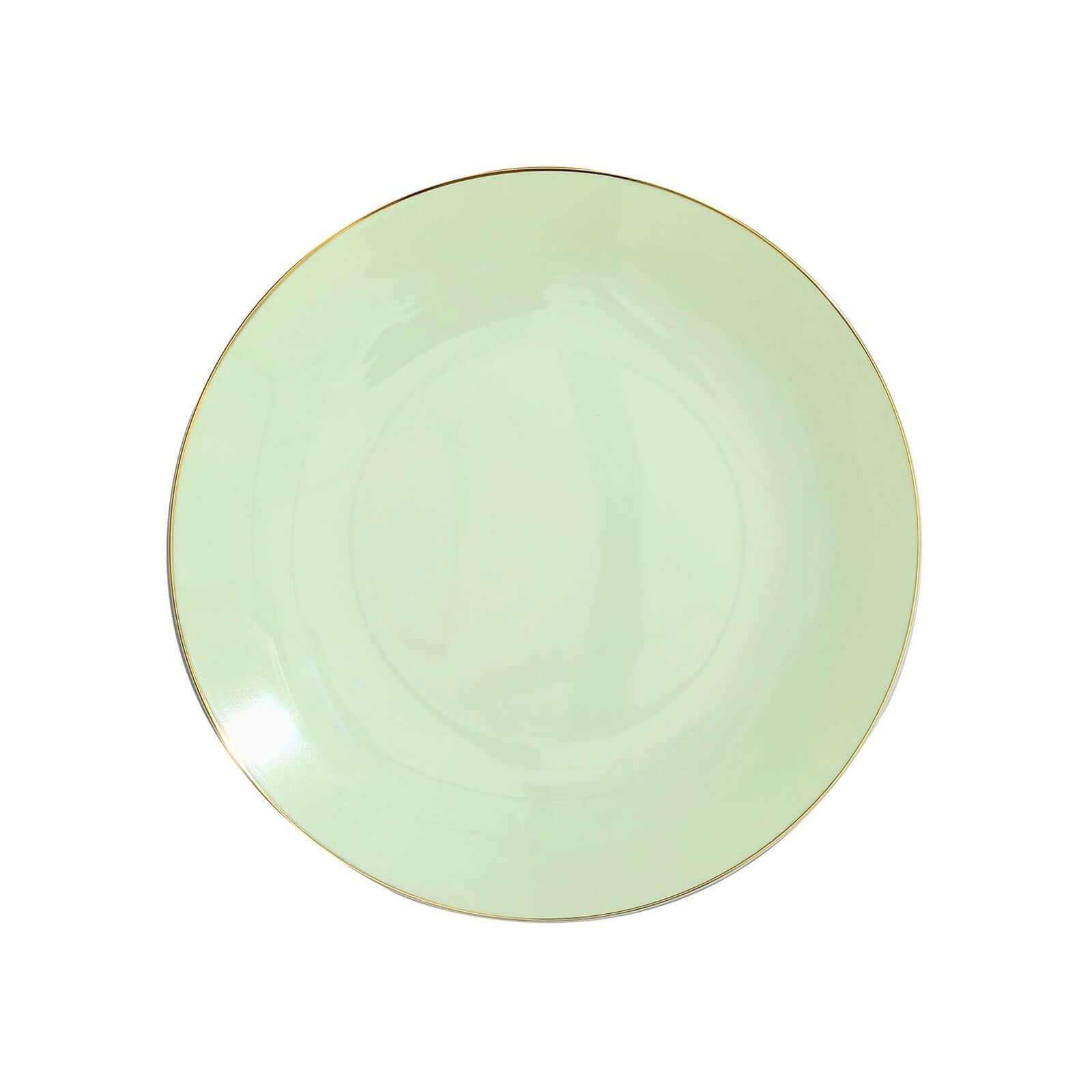 Hot Deal! 10-Pack 8" Sage Green Plastic Dessert Plates with Gold Rim - Disposable & Sturdy