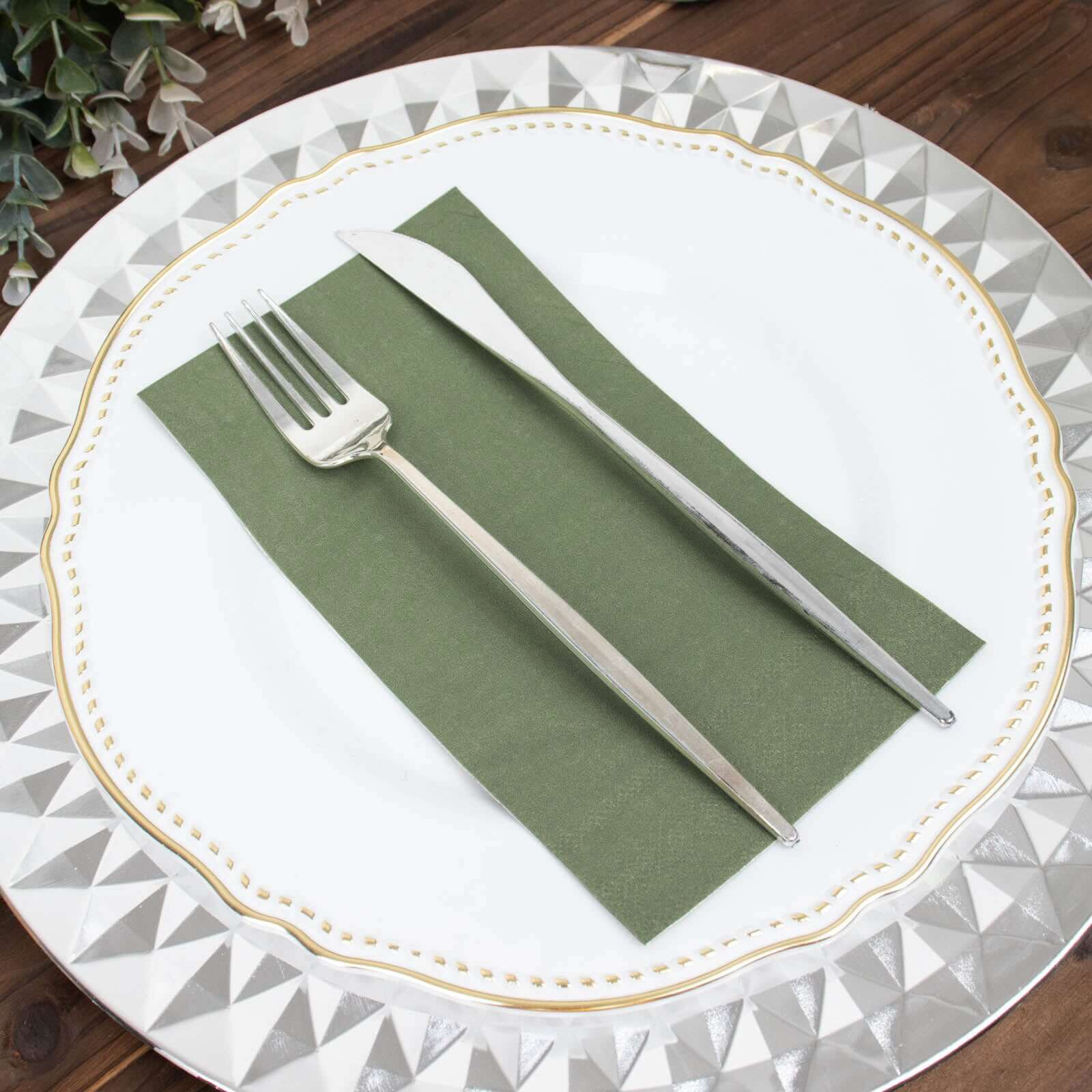 50-Piece Soft Dusty Sage Green Disposable 2-Ply Paper Napkins for Weddings