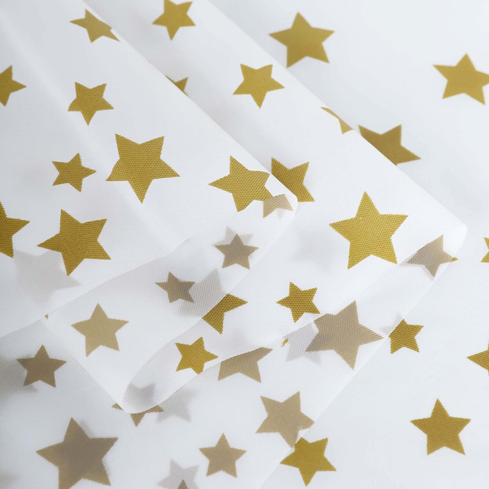 5-Pack Disposable White PVC Table Covers with Gold Stars, 54x108 Rectangle