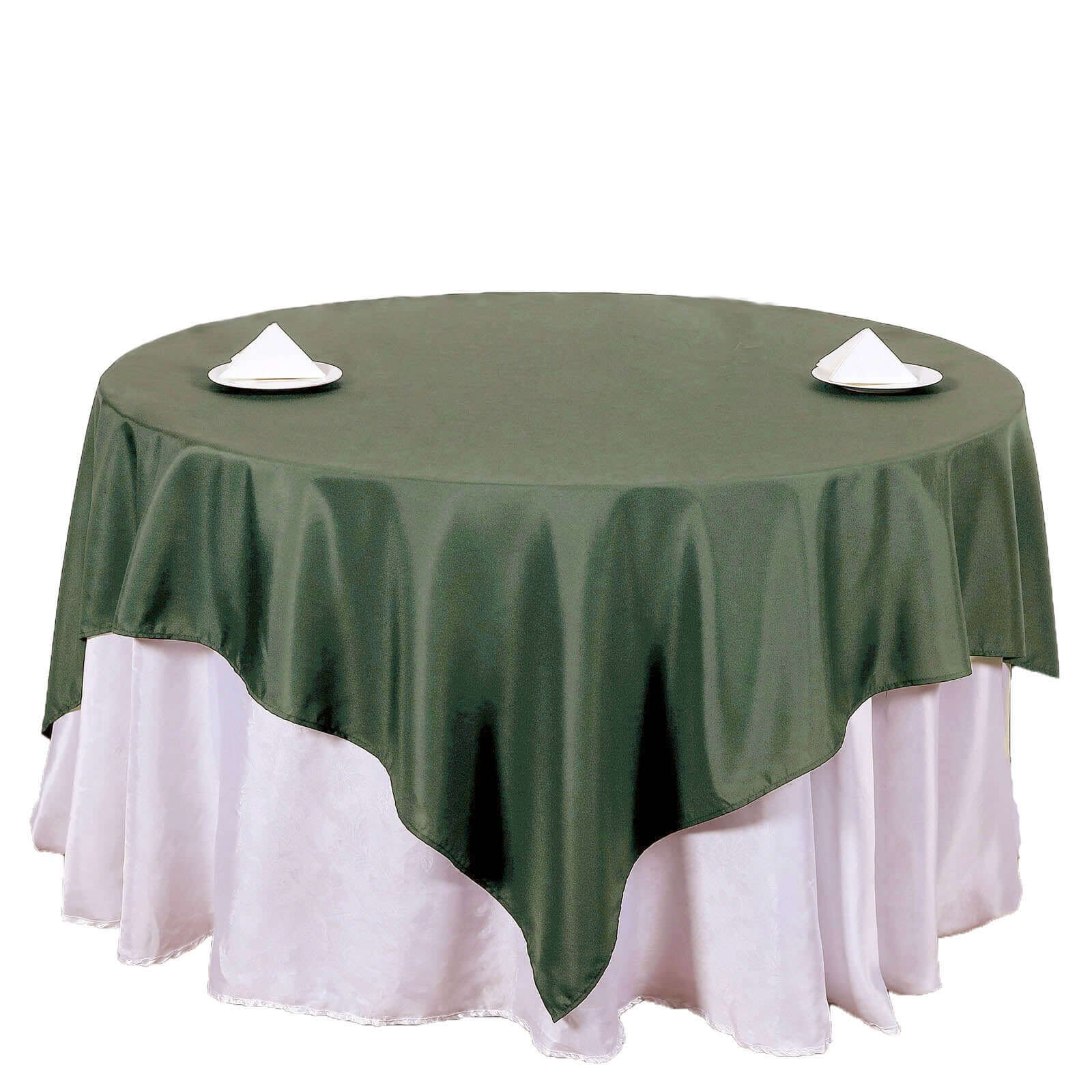 Olive Green 70x70 Wrinkle-Resistant & Durable Polyester Square Table Overlay