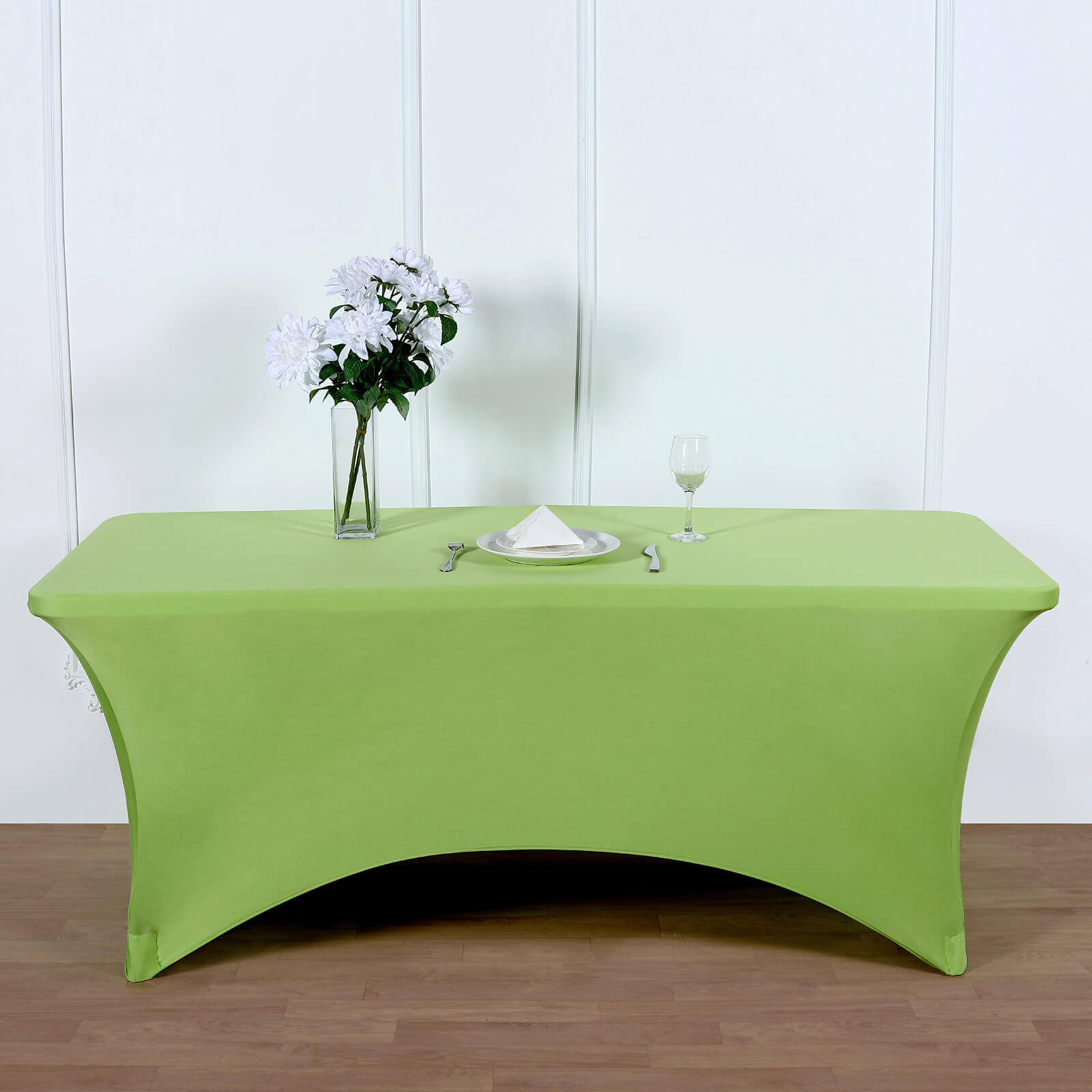 Apple Green Durable Spandex 6ft Rectangle Tablecloth - Perfect Form-Fitting Table Cover for Events