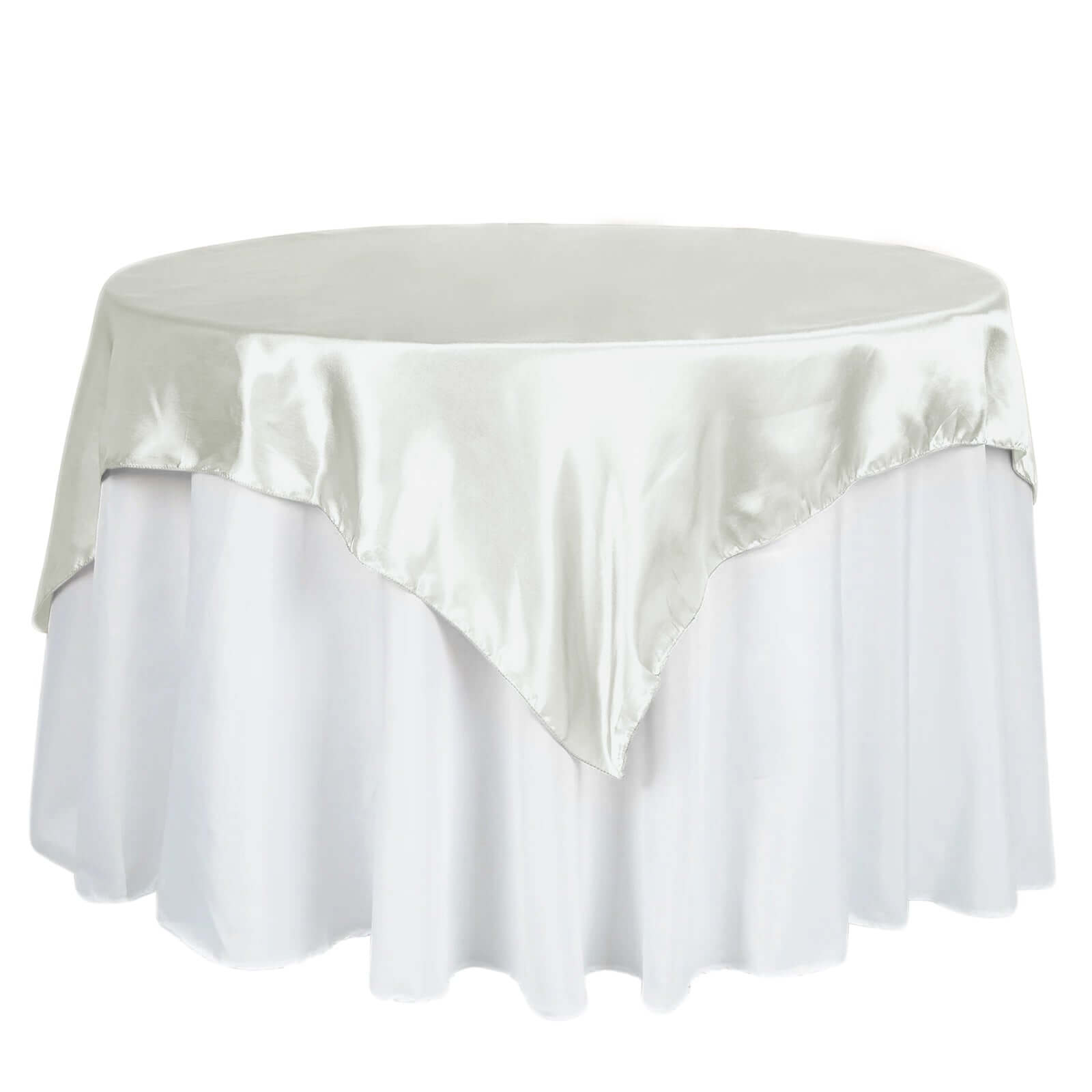 Ivory Satin 60x60 Square Table Overlay with Smooth Silky Touch