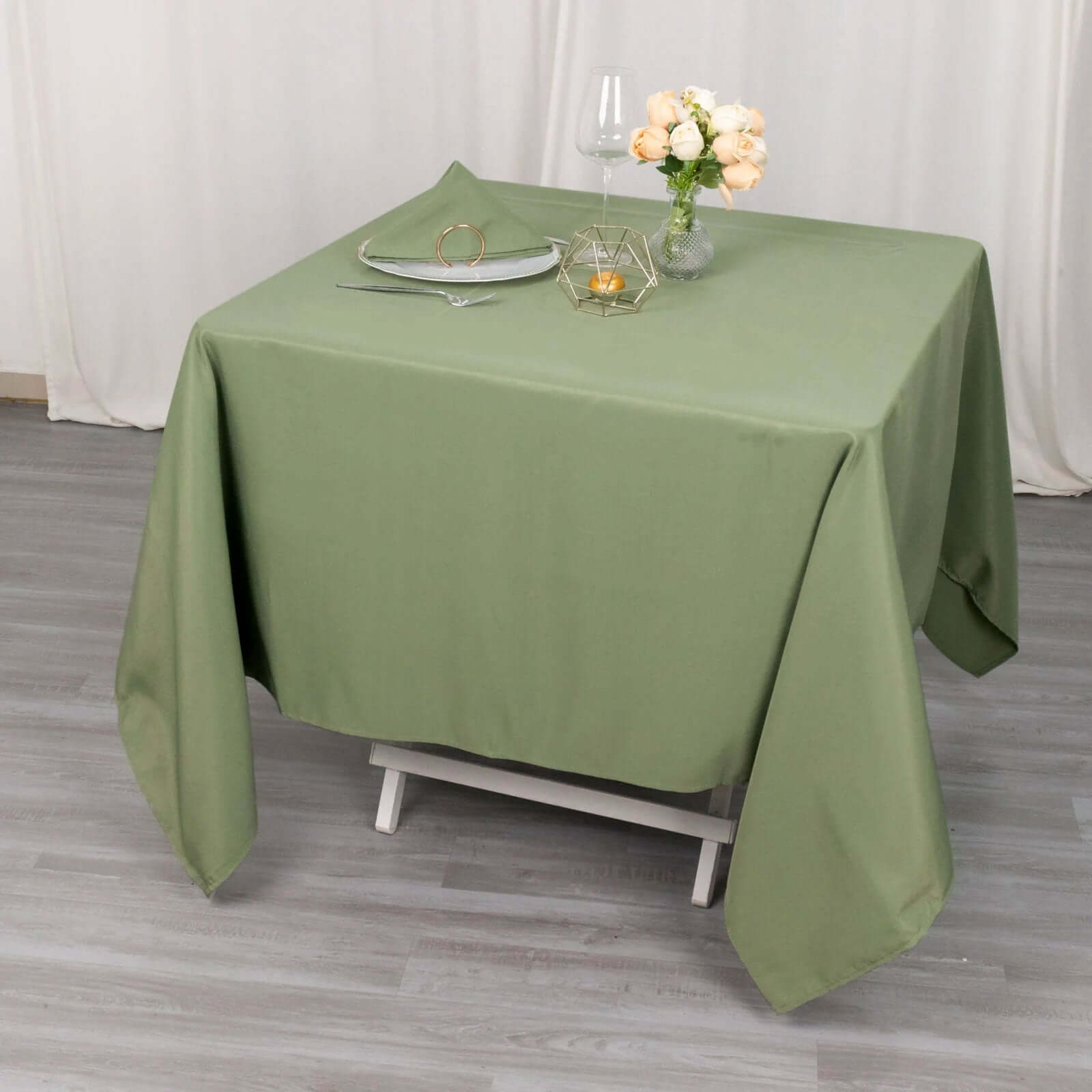220GSM Wrinkle-Resistant Premium Polyester 70x70 Dusty Sage Green Square Tablecloth