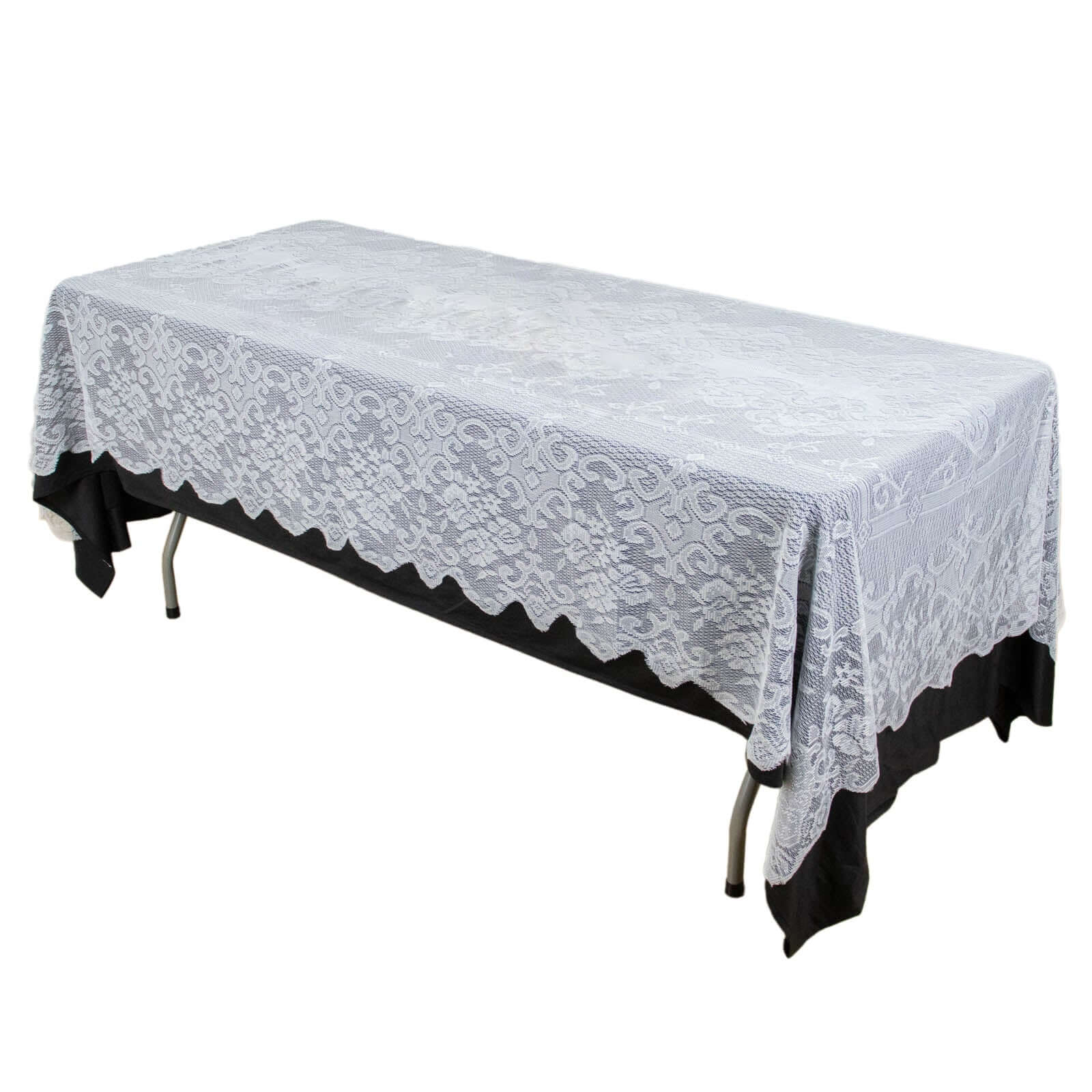Premium White 60x108 Rectangular Lace Tablecloth for Various Table Settings