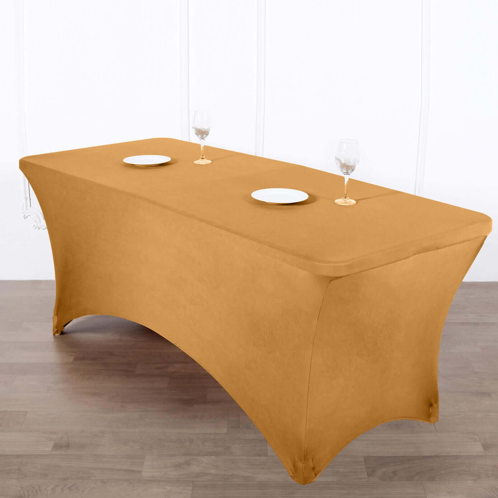 Premium Gold Stretch Spandex Table Cover (96x30 inches) - Ideal for Events & Presentations