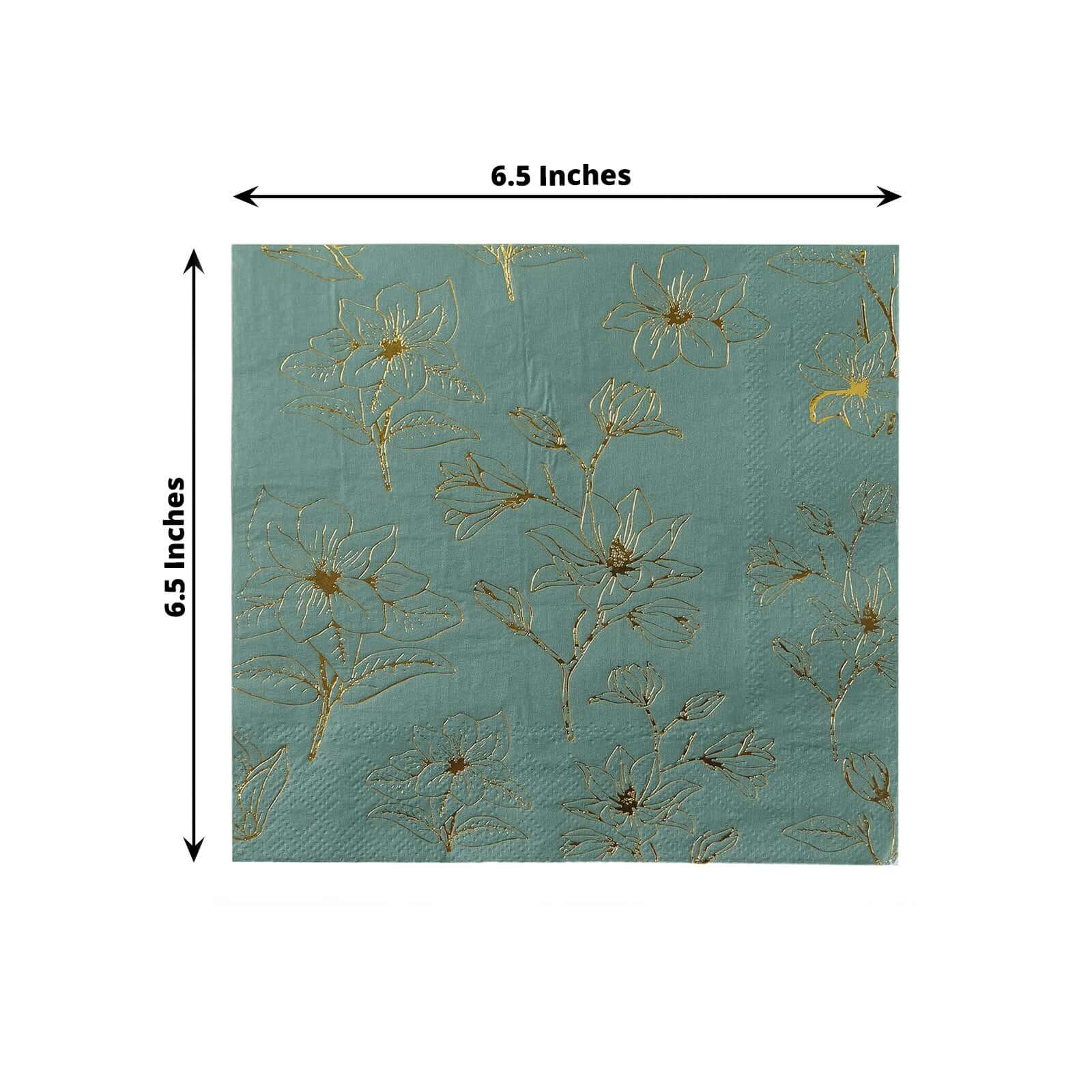Get 50-Pack 2-Ply Absorbent Paper Cocktail Napkins with Gold Magnolia Prints in Dusty Sage Green