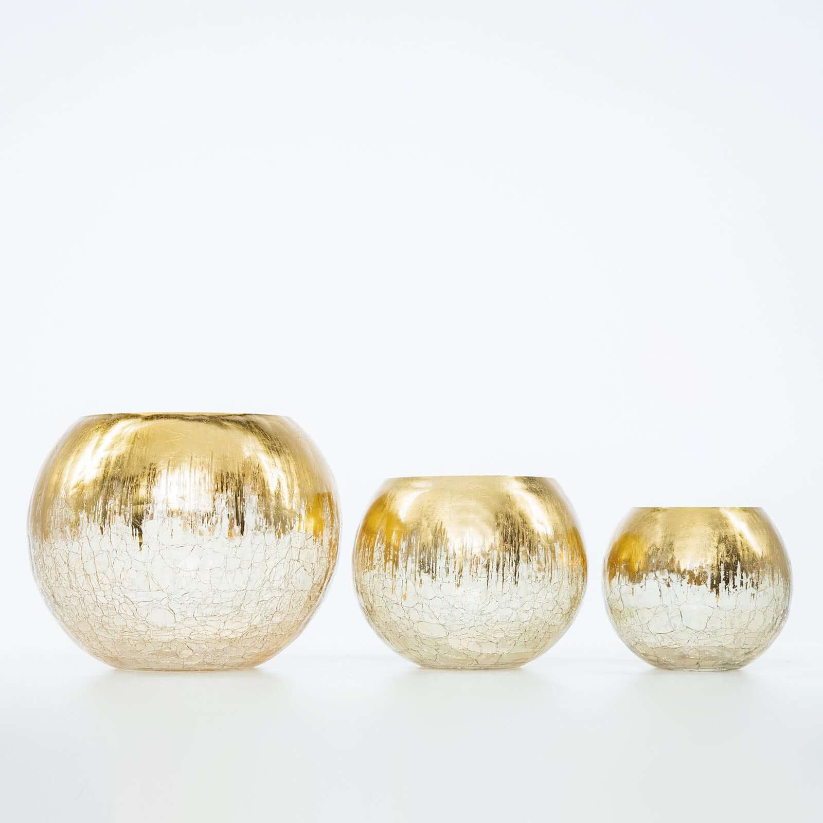 Stylish Gold Foiled Crackle Glass Flower Vase - Ideal Centerpiece for Events, 4.5
