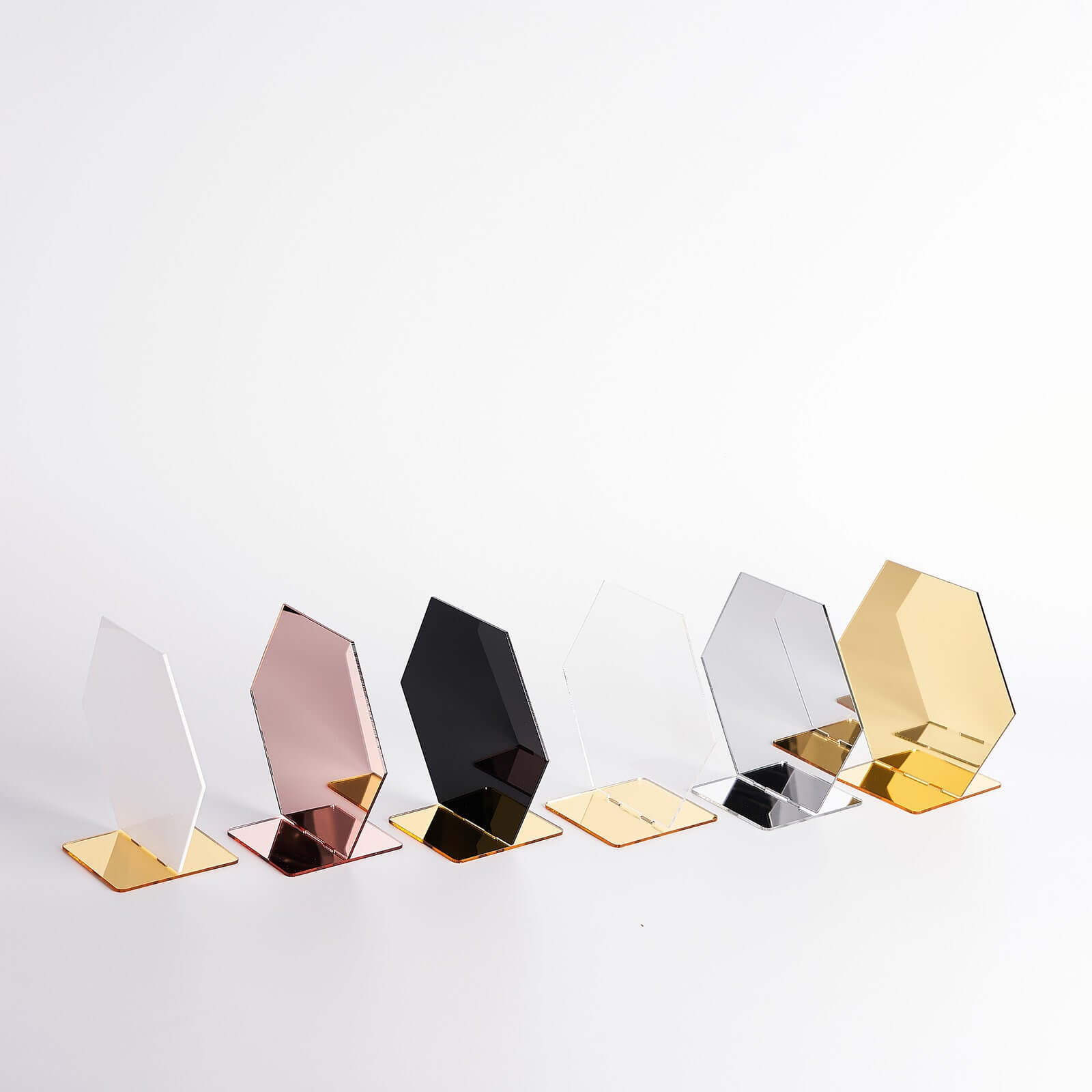 5-Pack Gold Acrylic Hexagon Table Sign Holders for Modern Event Centerpieces