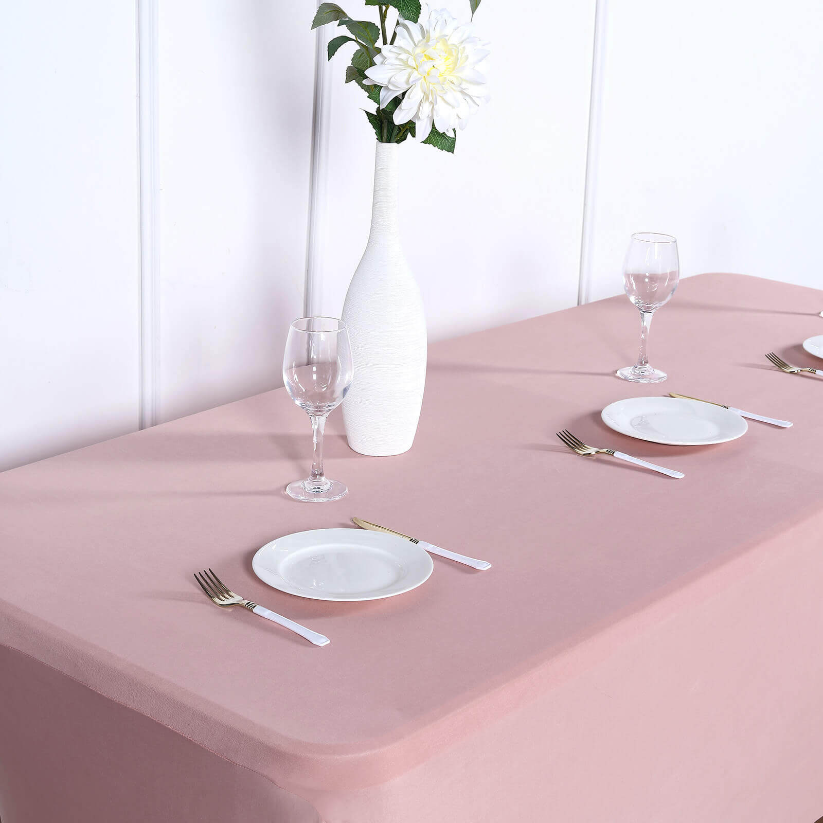 6ft Dusty Rose Stretch Spandex Rectangle Tablecloth - Ideal for Events & Presentations