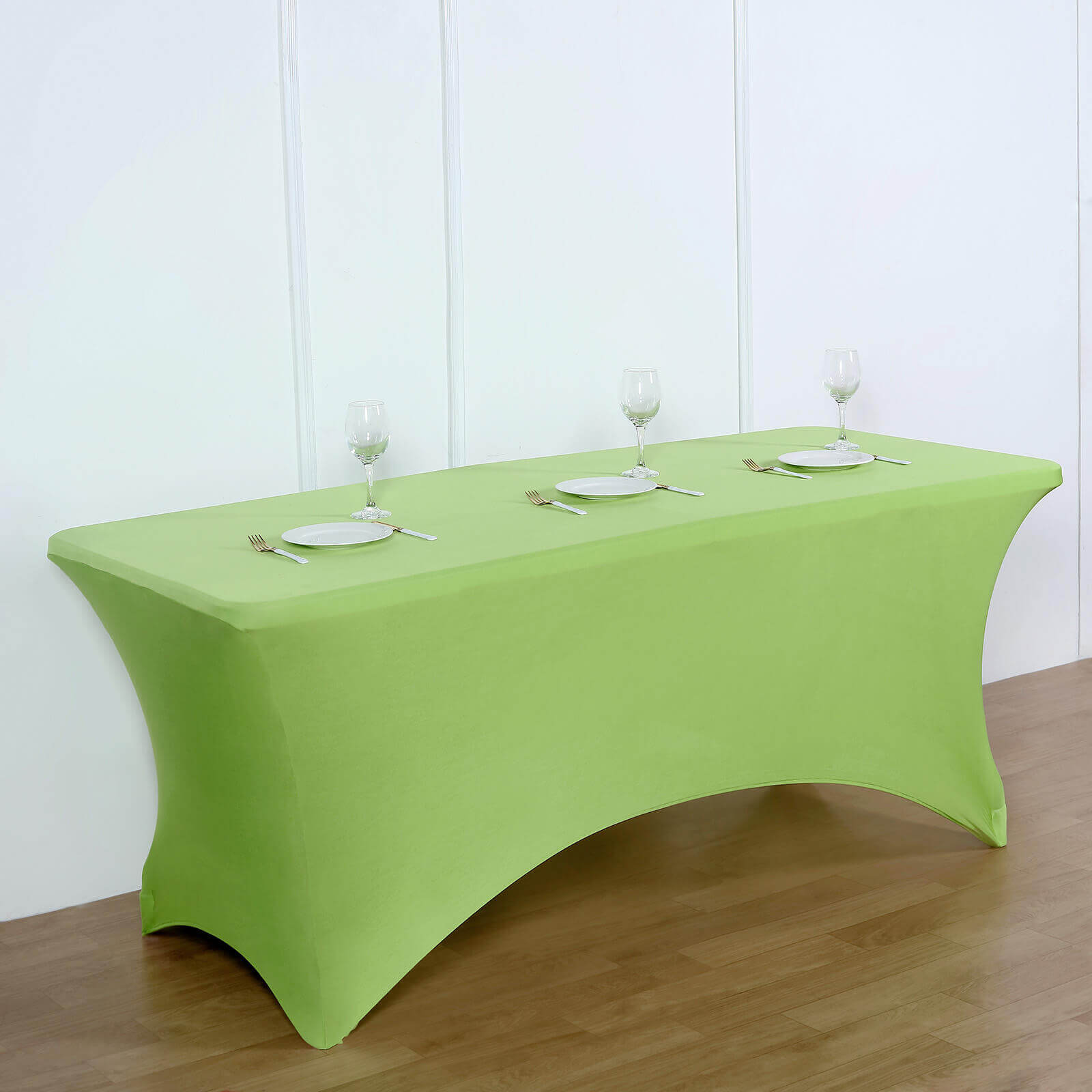 Apple Green Durable Spandex 6ft Rectangle Tablecloth - Perfect Form-Fitting Table Cover for Events