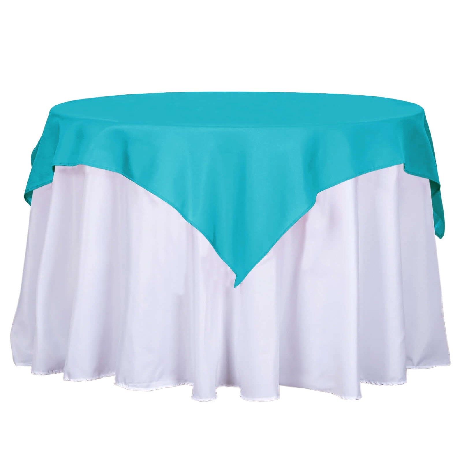 Turquoise 54x54 Polyester Square Table Overlay - Wrinkle-Free & Durable Table Cover