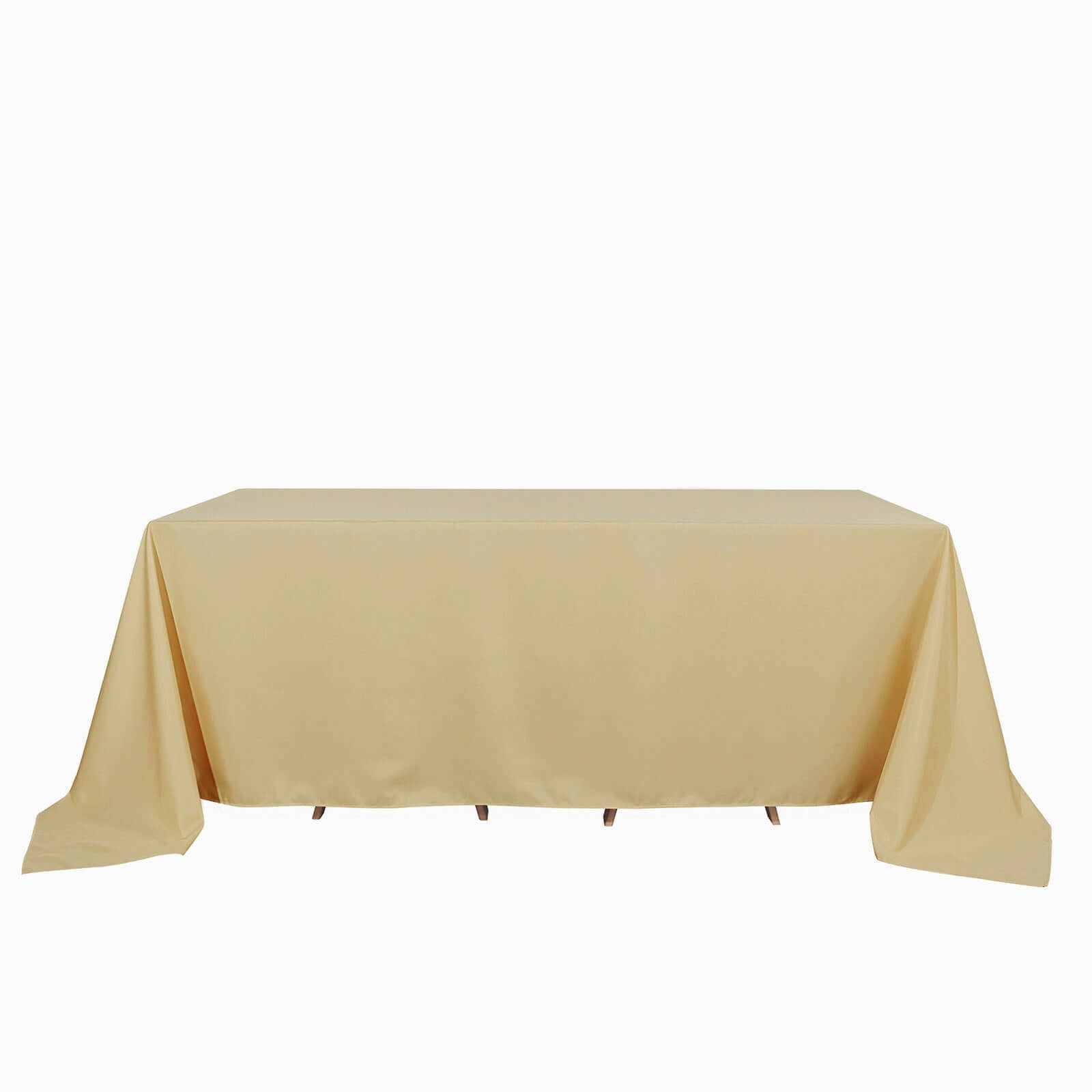 Champagne Seamless Wrinkle-Resistant Polyester Rectangle Tablecloth 90x132 - Ideal for Events