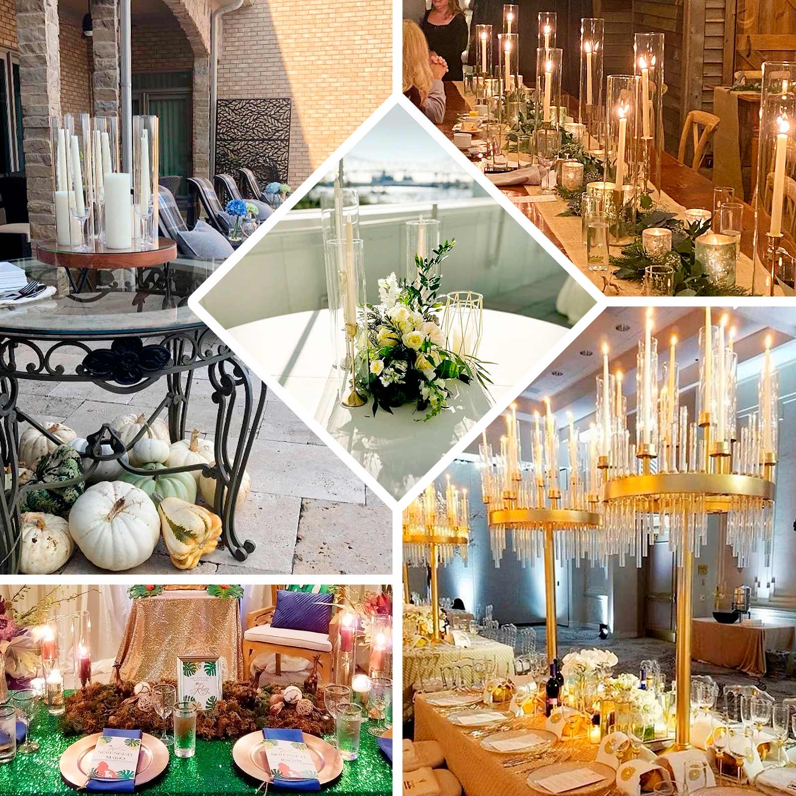 Hot Deal! 2-Pack Clear Glass Pillar Hurricane Candle Shades, 12" Tall with 2.25" Open Ends