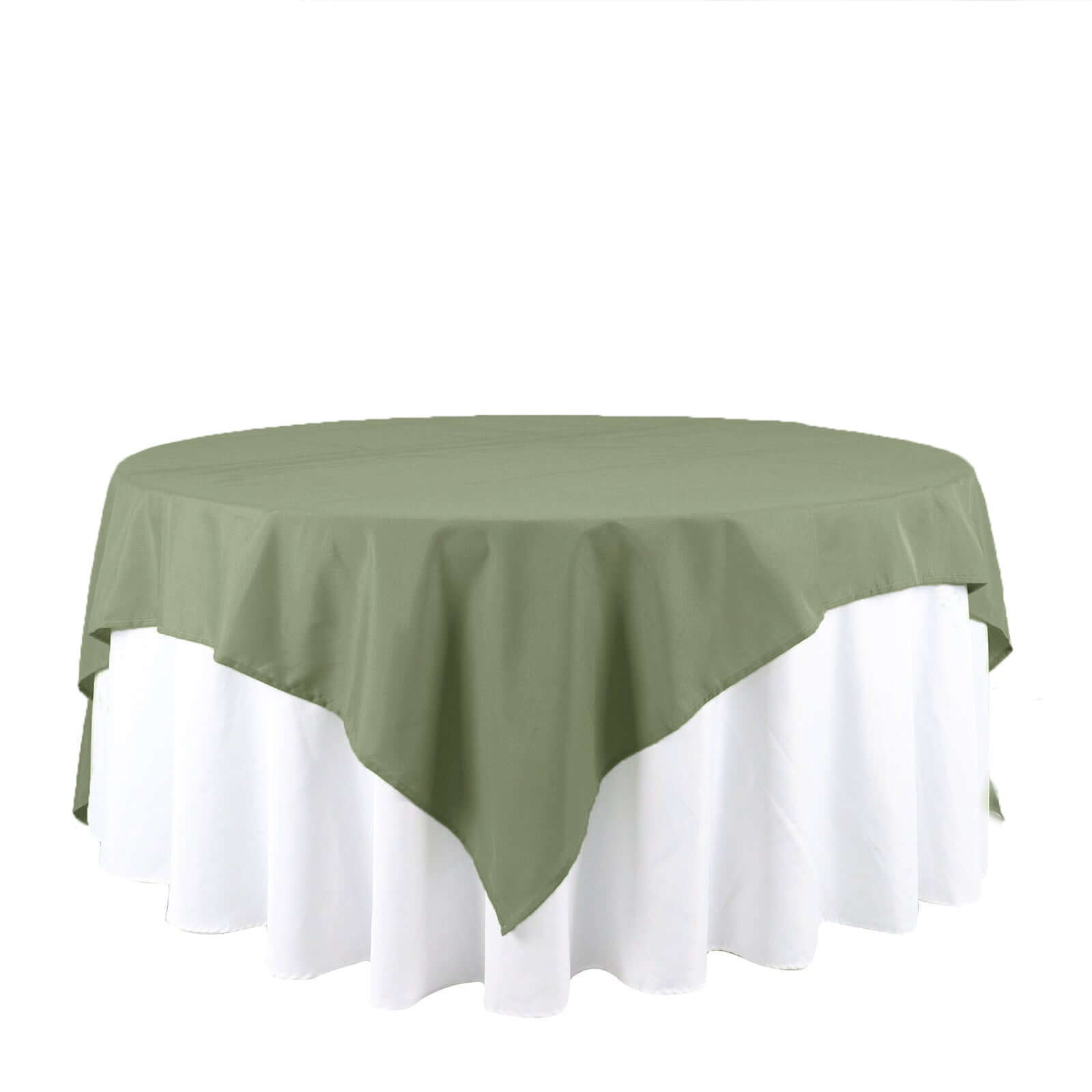 Wrinkle-Resistant & Durable Dusty Sage Green Polyester 90x90 Square Table Overlay