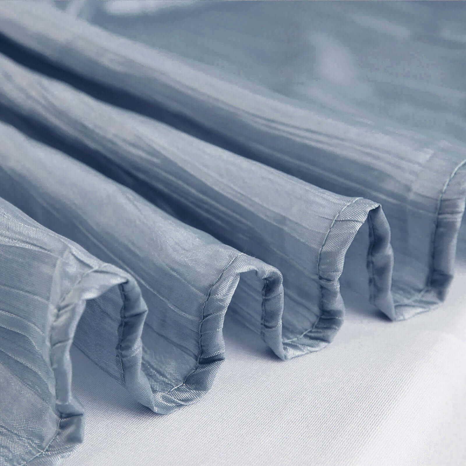 Dusty Blue Accordion Crinkle 90x90 Square Taffeta Table Overlay