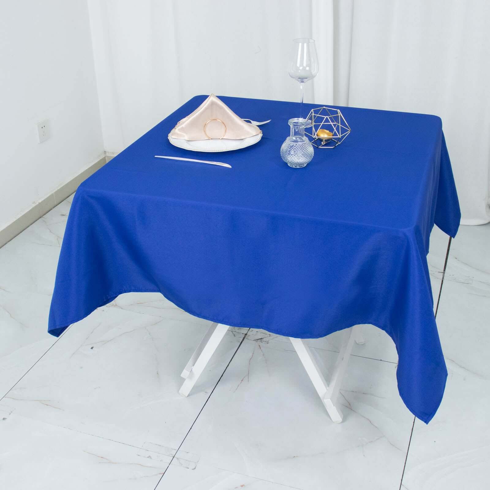 Hot Deal! 54x54 Royal Blue Premium Polyester Tablecloth - Stain & Wrinkle Resistant 220GSM