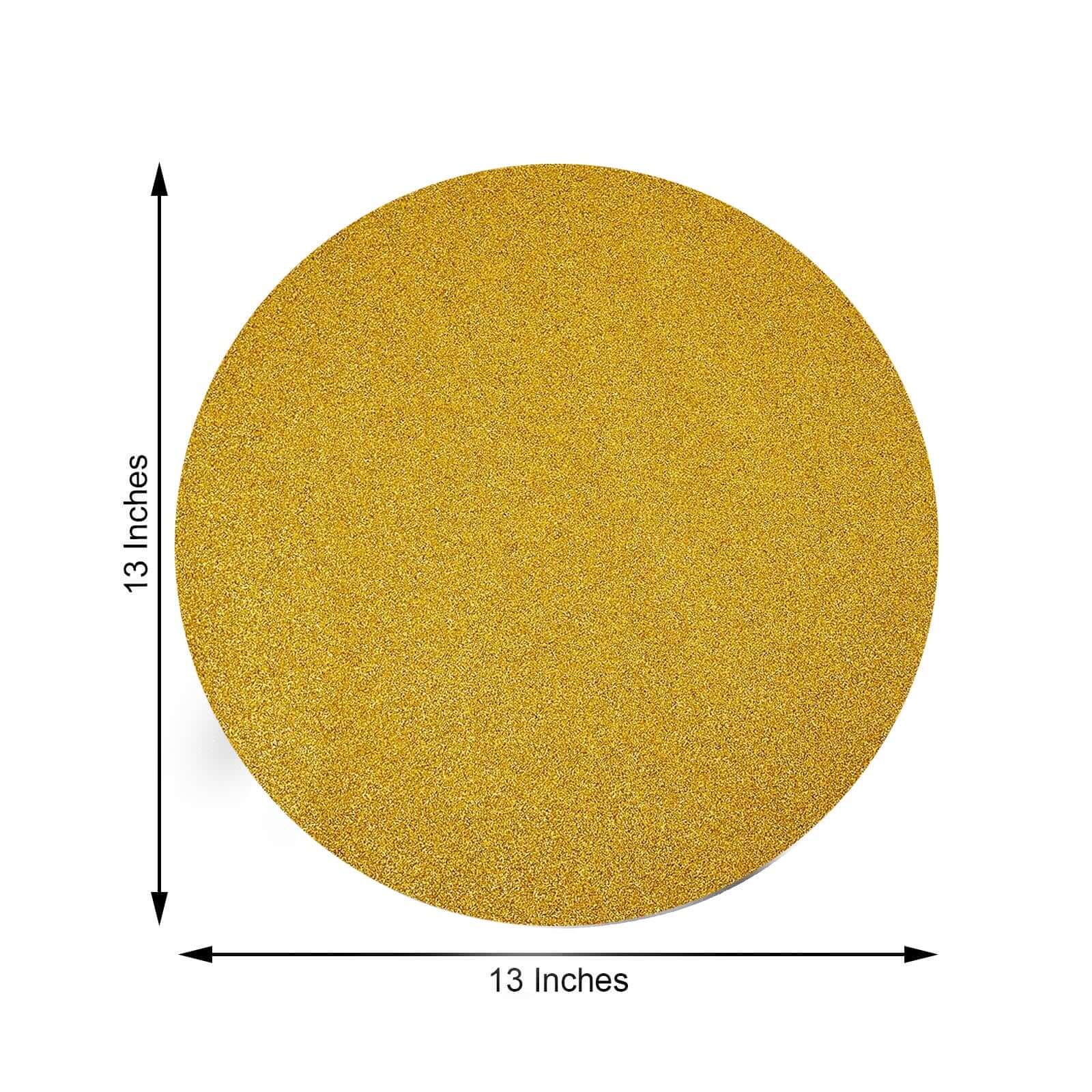 Hot Sale! 6-Pack Gold Glitter Round Non-Slip Placemats, 13" Diameter