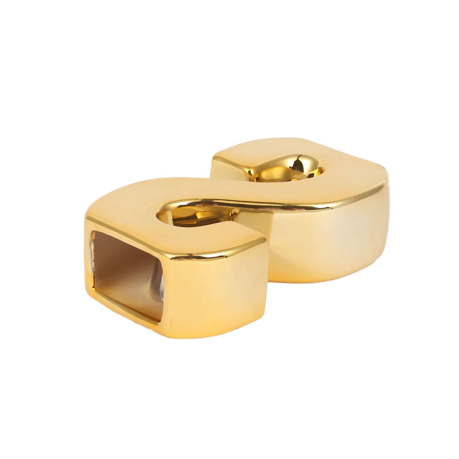 Gold-Plated Shiny Ceramic Letter S Vase - Stylish Bud Planter for Events and Decor