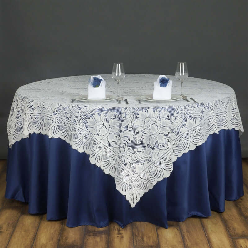 Ivory Lace 90x90 Square Table Overlay - Perfect Table Cover