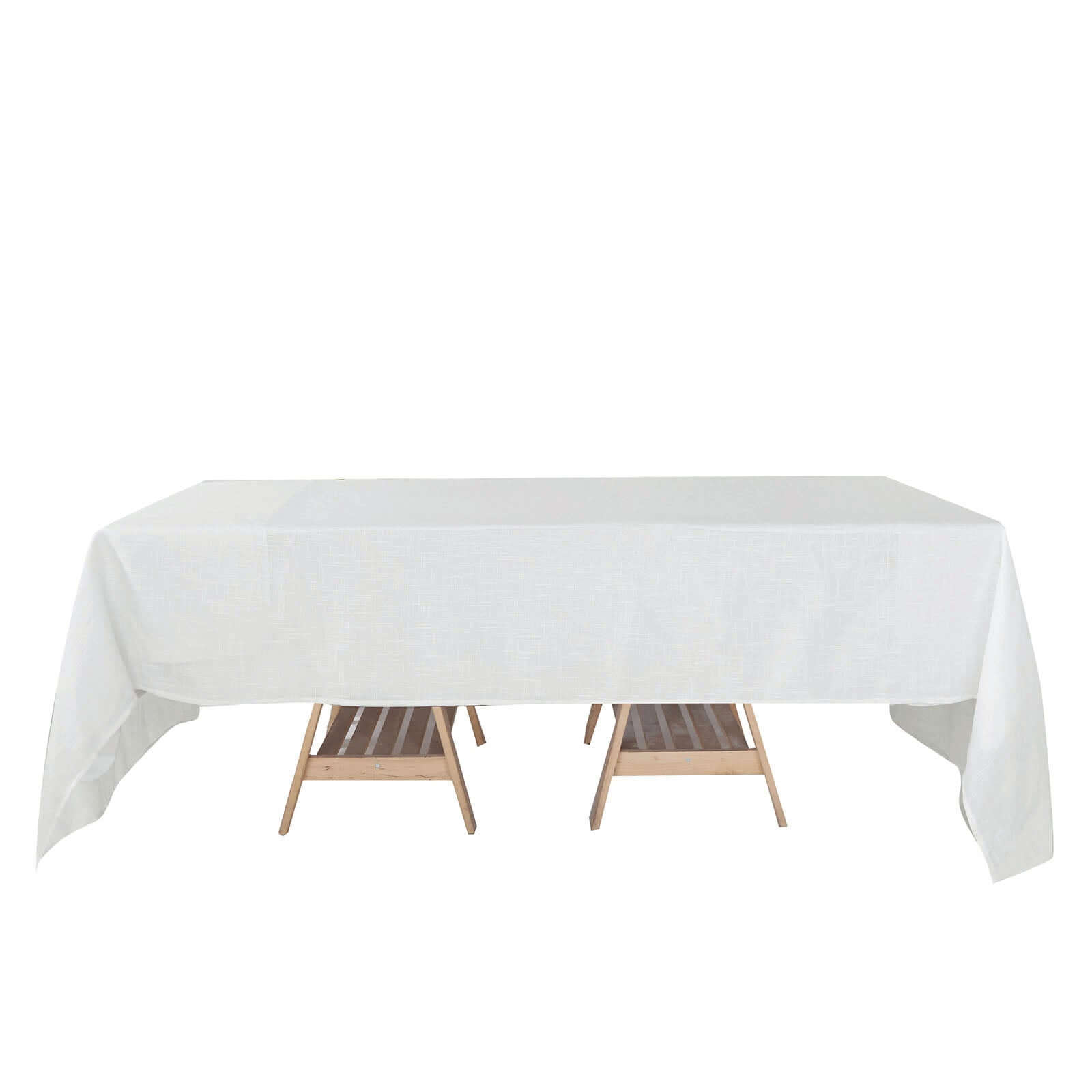 White 60x126 Rectangular Faux Linen Tablecloth - Wrinkle-Free for Weddings & Special Events