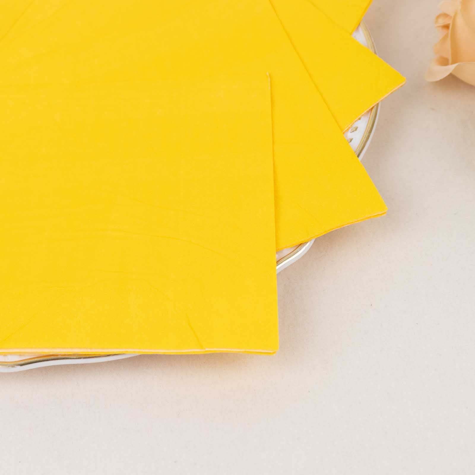 Special Offer! 50-Pack Yellow 2-Ply 18GSM Disposable Soft Cocktail Beverage Napkins 5x5
