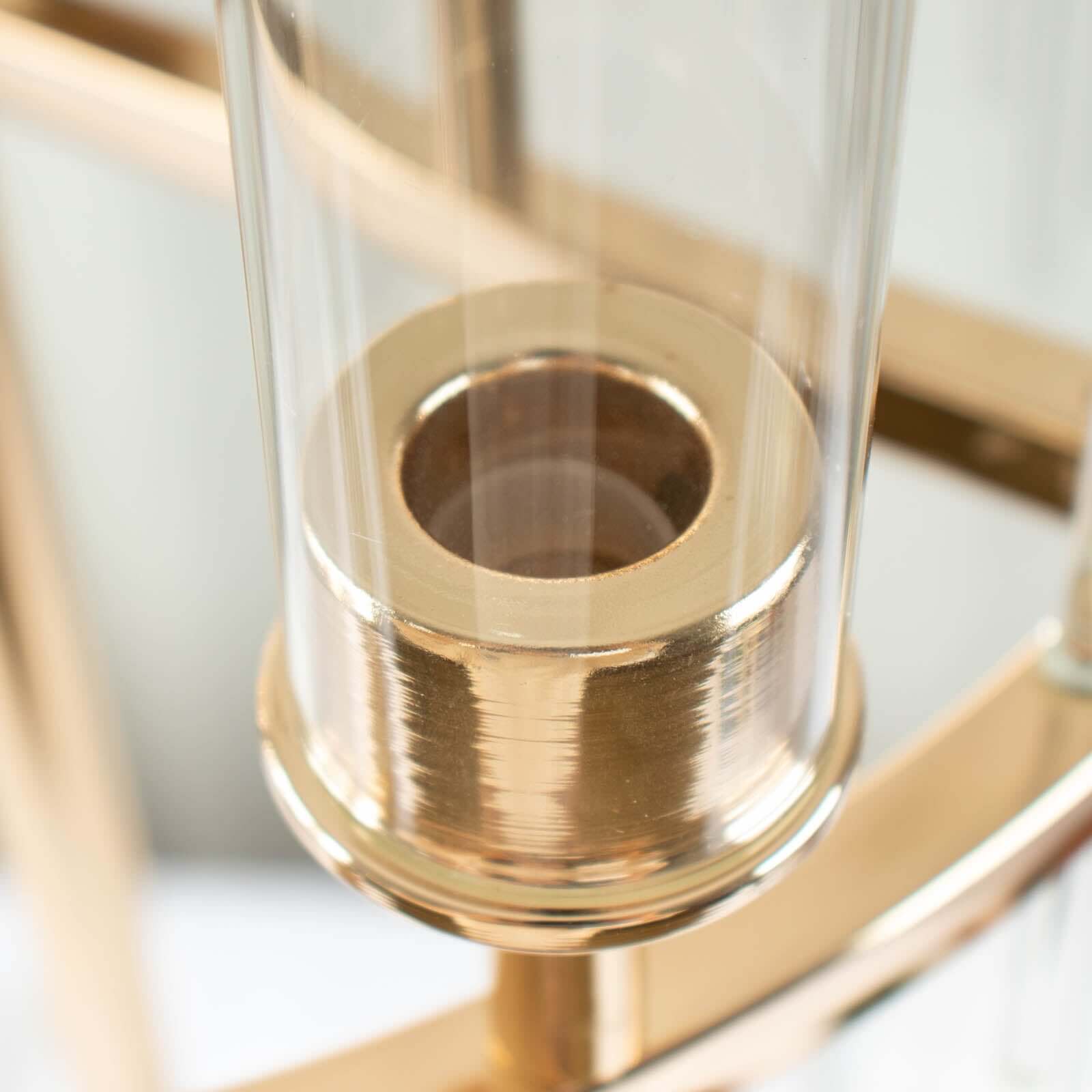 Gold 9-Arm Round Cluster Taper Candelabra Table Centerpiece with Drip Accents and Glass Shades