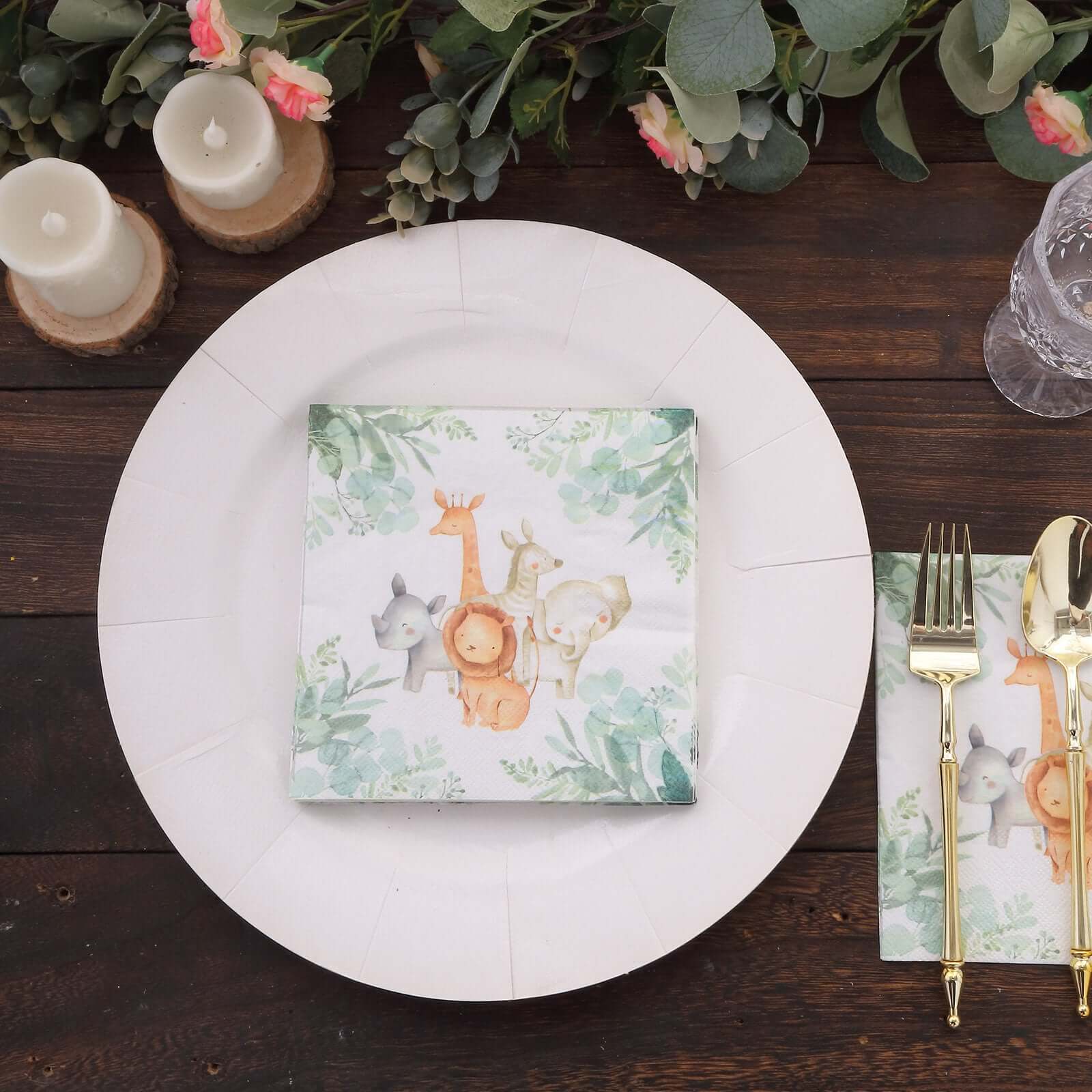 Hot Deal! 20-Pack 2 Ply Disposable Safari Animal Print Paper Beverage Napkins, 5x5 18GSM