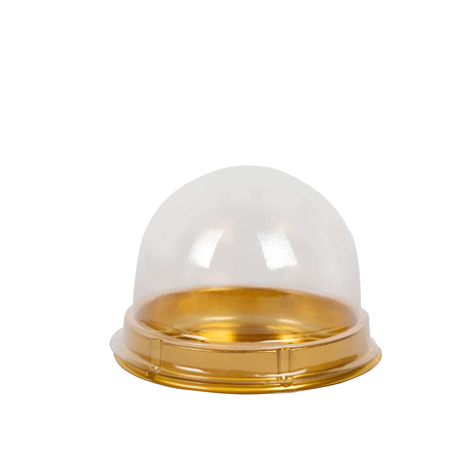 50-Piece Set of Plastic Party Favor Containers - Round Dome Design in Gold and Clear for Cupcakes and Sweets