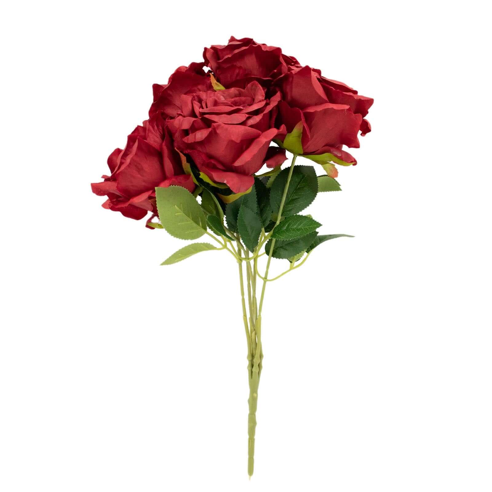 Premium Artificial Burgundy Silk Jumbo Rose Flower Bouquet for Weddings and Decorations