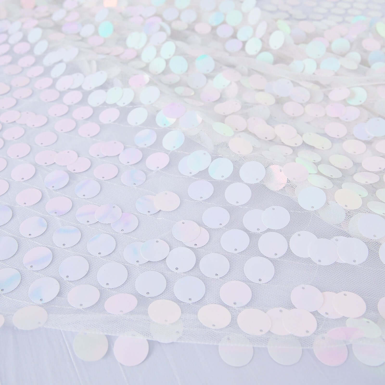 18mm Sequin 72x72 Square Table Overlay in Iridescent Blue for Big Tables