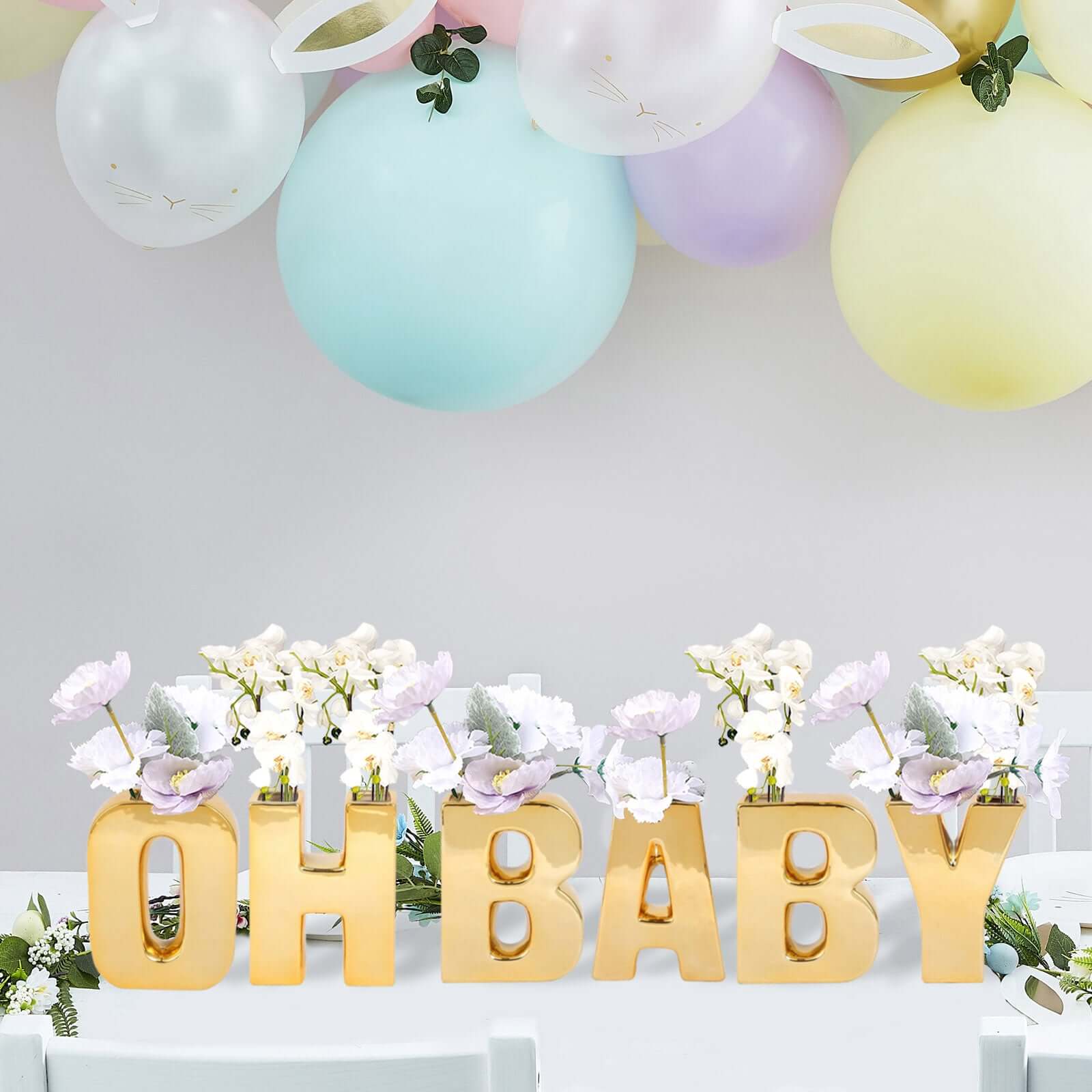 Gold Plated Shiny Ceramic Alphabet Letter Z Vase - Ideal Chic Bud Planter for Events and Decor
