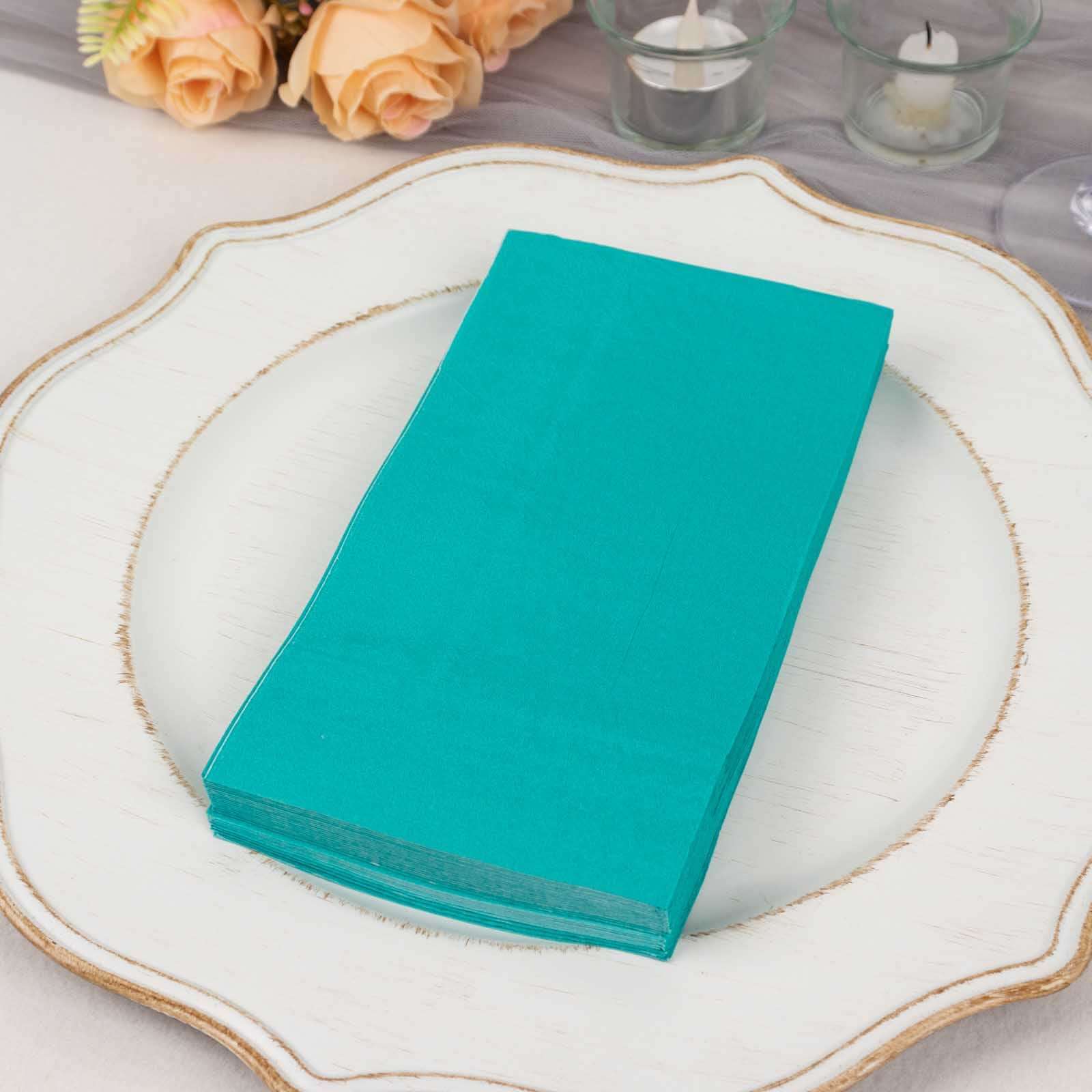 Hot Deal! 50-Pack Disposable 2-Ply Soft Turquoise Paper Cocktail and Beverage Napkins for Weddings
