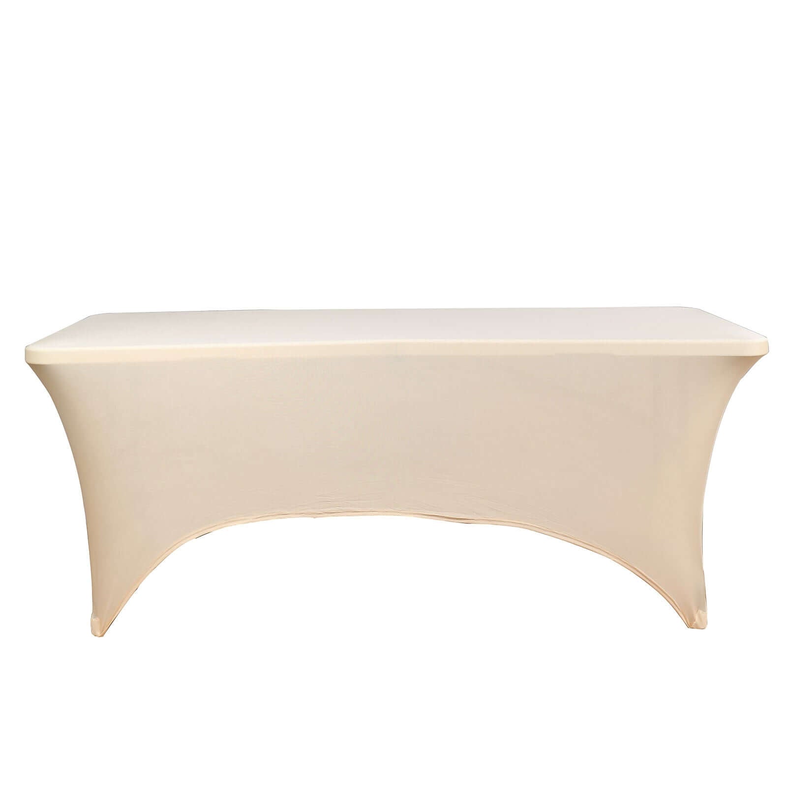 Durable Beige Stretch Spandex 6ft Rectangle Tablecloth for Events